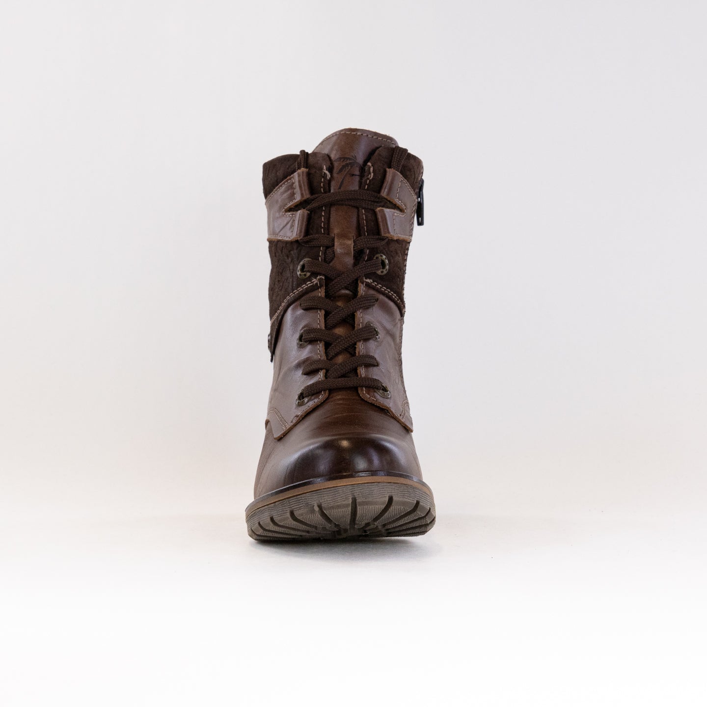 Women's Dromedaris Kara Wide Chocolate Print Suede Short Lace-up Boots