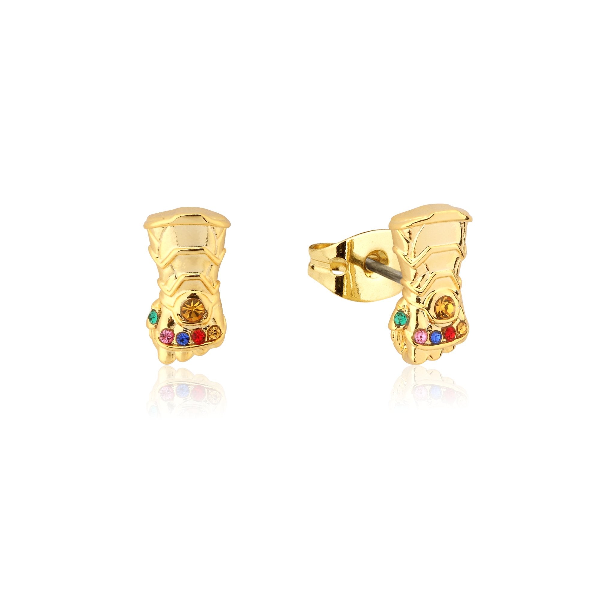 Disney 14ct Gold Plated Stainless Steel Infinity Gauntlet Stud Earrings - A Stylish Jewelry Accessory