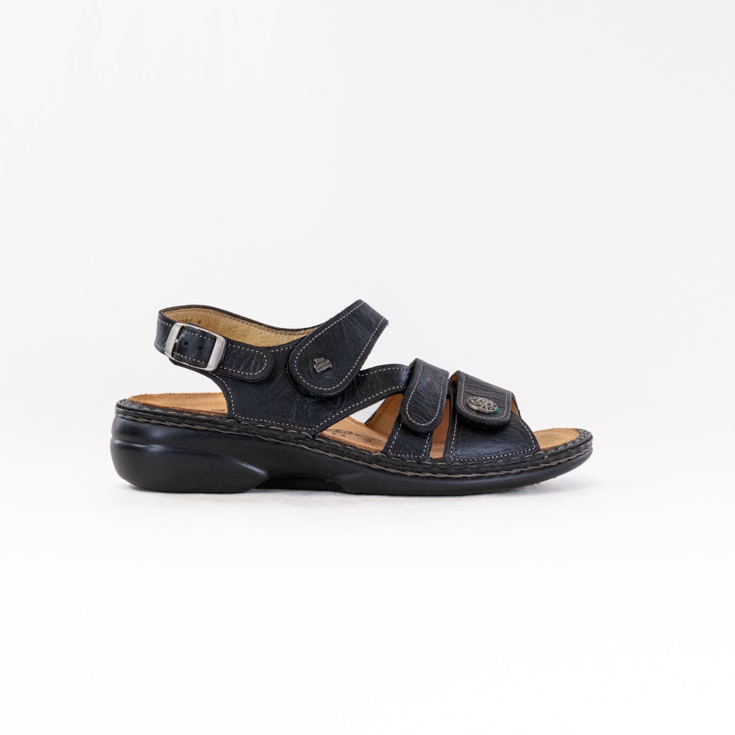 Finn Comfort Women's Gomera - S Black Leather Comfortable Adjustable Straps Walking Shoes