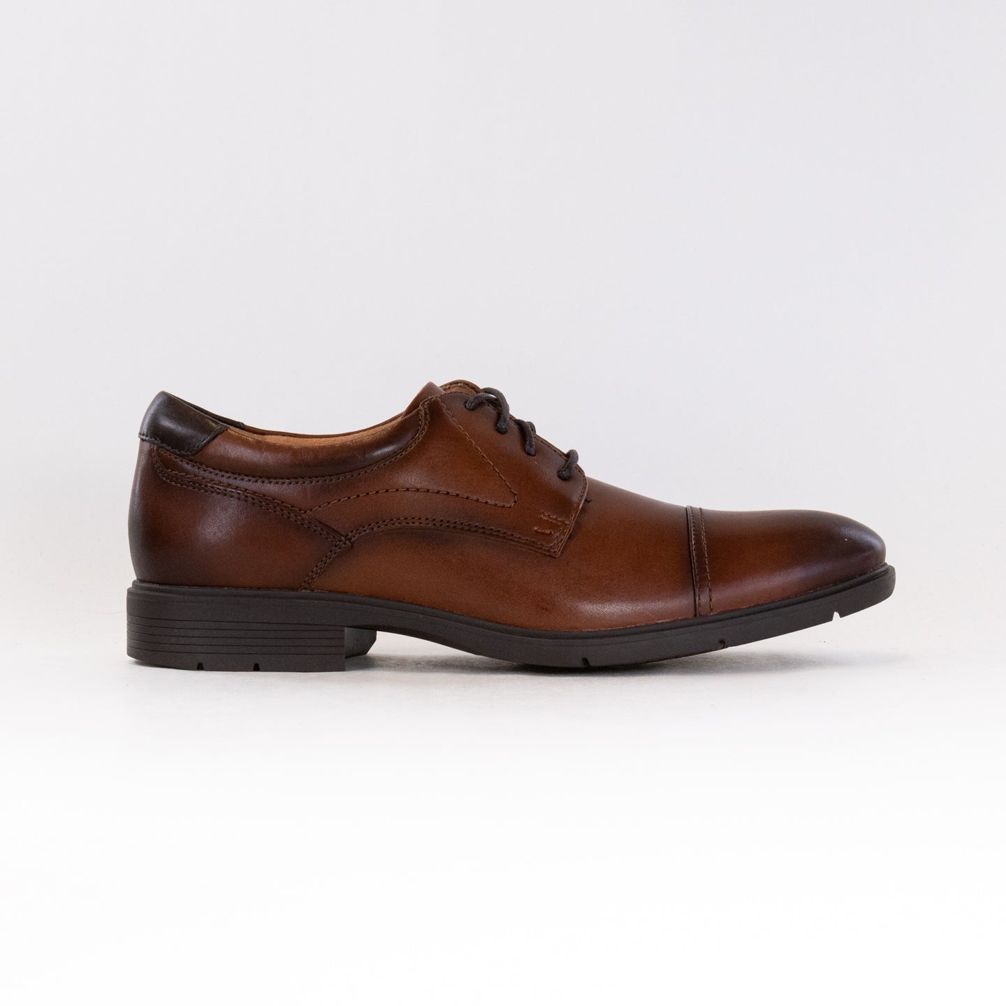 Clarks Men's Eldredge Cap Toe Oxford Dress Shoes in Premium Dark Tan Leather