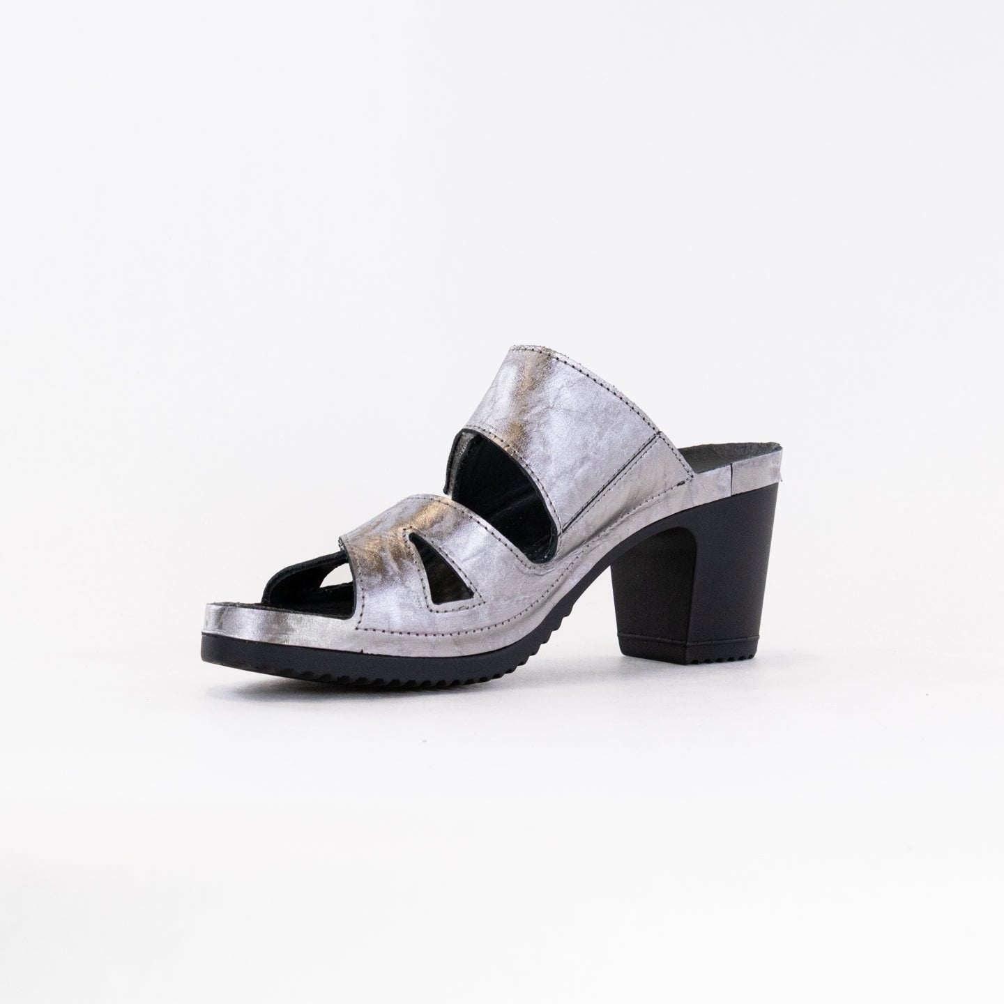 Women's Platinum Metallic Leather Vital Petra Mule Comfort Sandals
