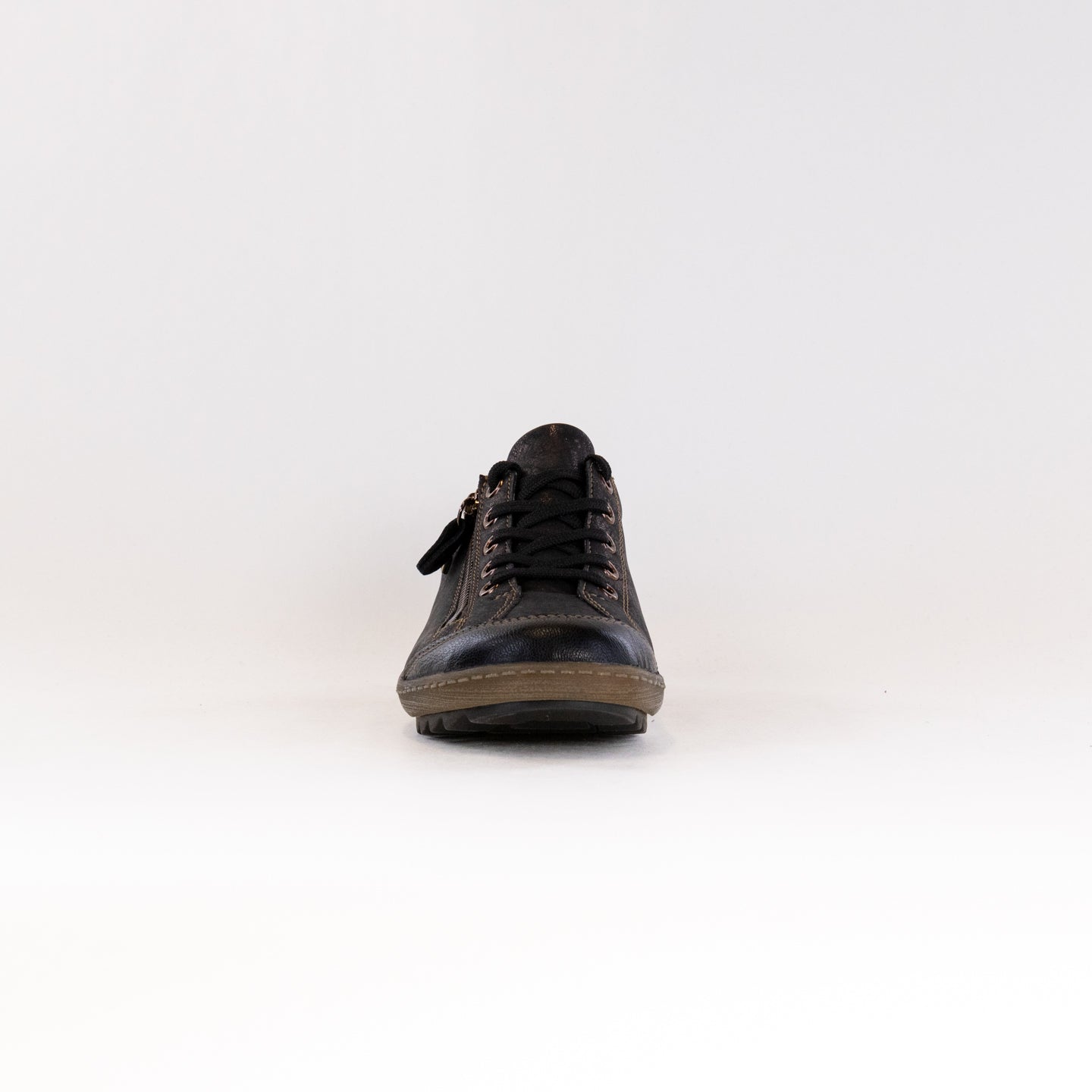 Black Women's Remonte Liv 02 Water-Resistant Leather Fashion Sneakers
