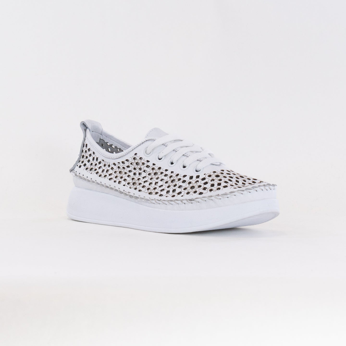 Spring Step Women's Youlanda Perforated Wedge Sneakers - Pure White