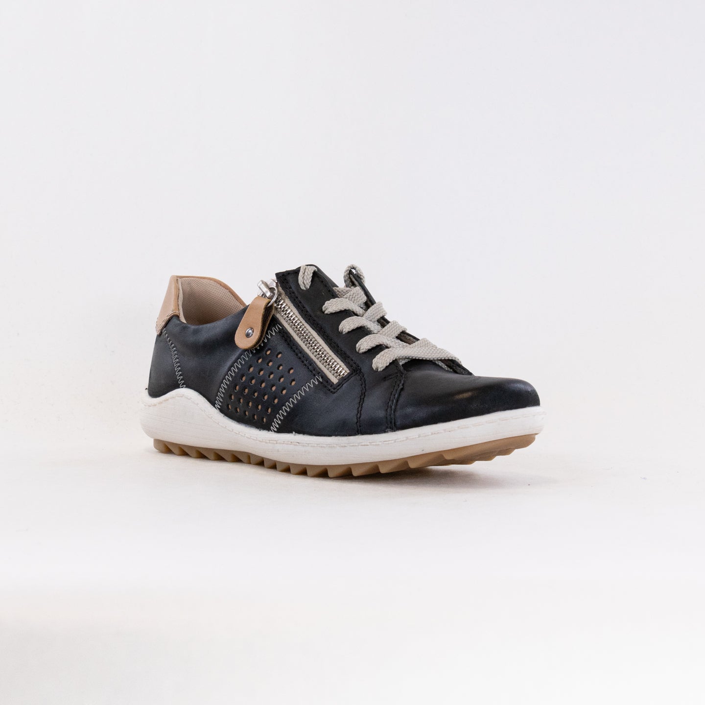 Stylish Women's Black Leather Rieker Liv R1417 Sneakers