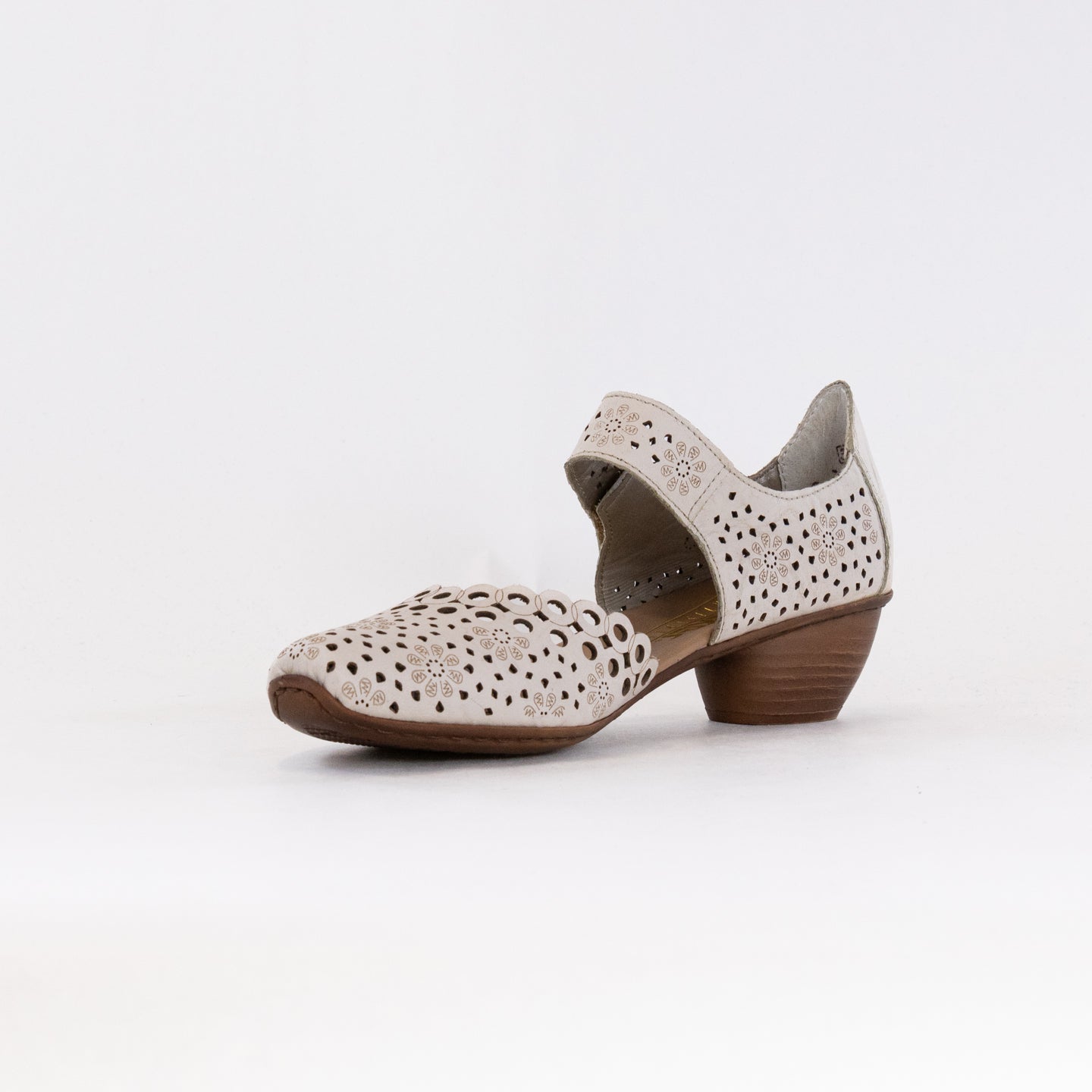 Rieker Women's Mirjam 53 Low - Heel Cream Shoes with Adjustable Ankle Strap