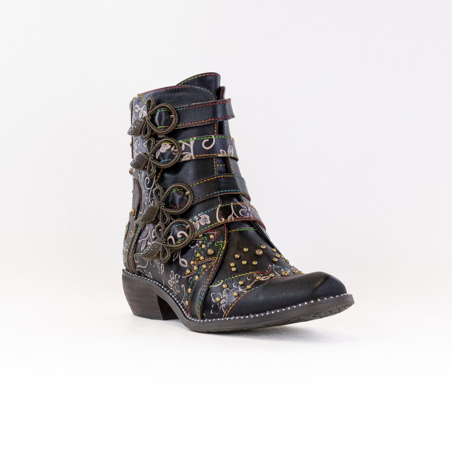 Spring Step L'Artiste Rodeha Women's Western Style Black Leather Booties