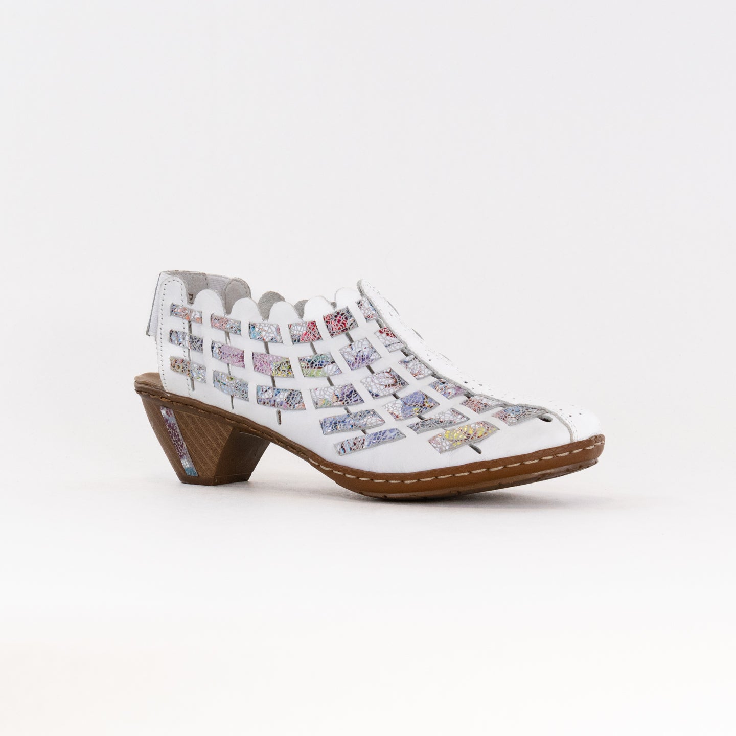 Rieker Sina 78 Women's White Woven - Leather Slingback Shoes