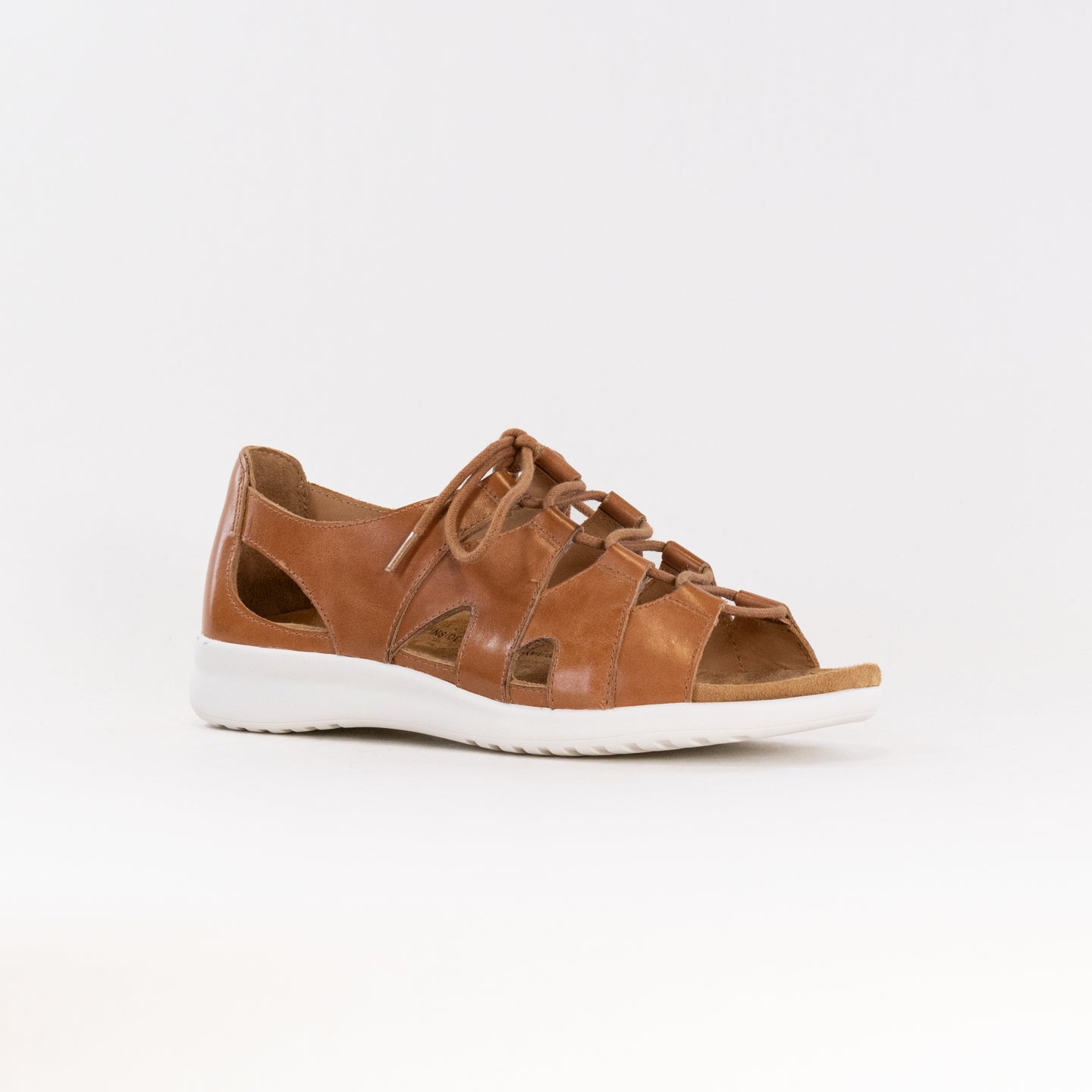 Women's Tan Ziera Barnett Leather Lace-up Sandals with Removable Footbed