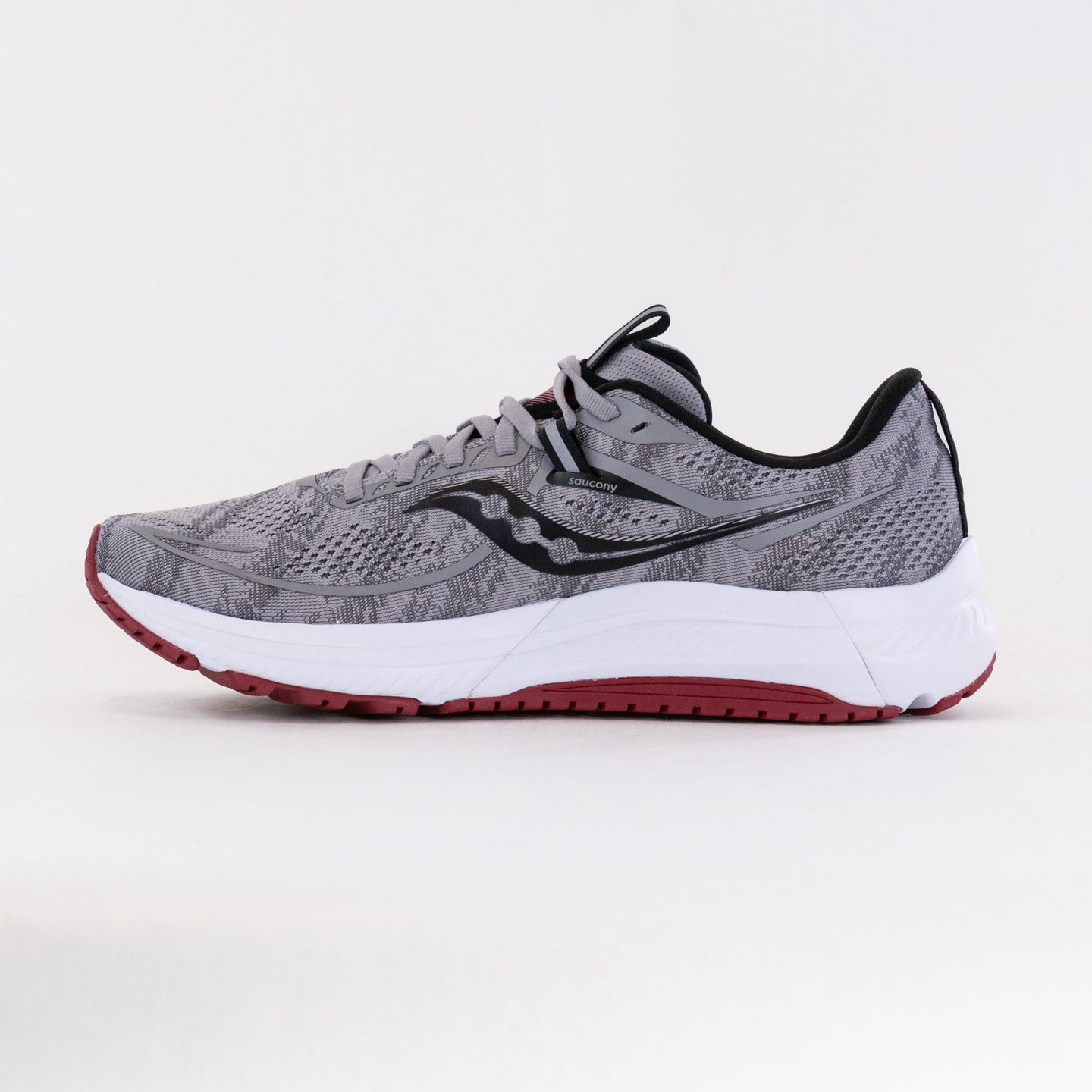Men's Saucony Omni 21 Running Shoes in Alloy and Garnet Colors