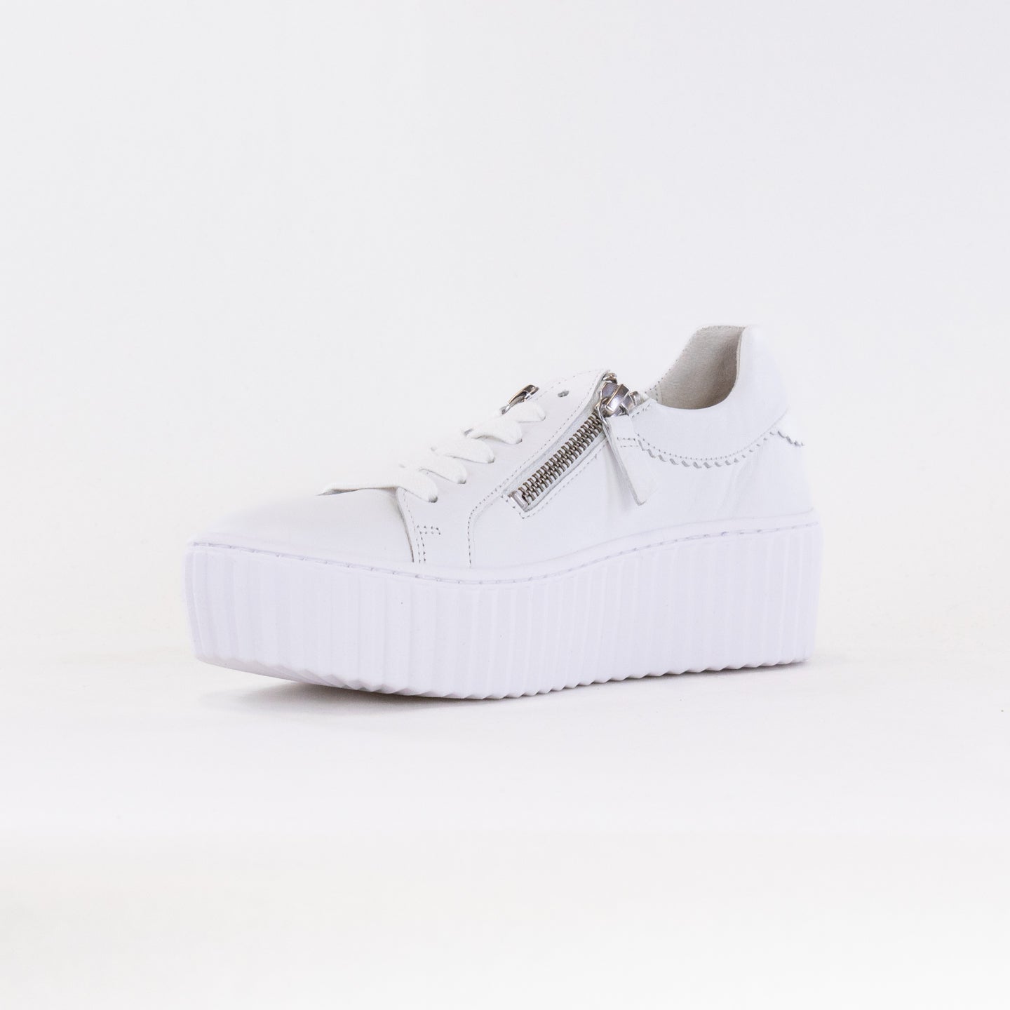 Gabor Women's White/Ice Platform Lace - Up Sneakers with Zippered Panels (Model 43.200.21)