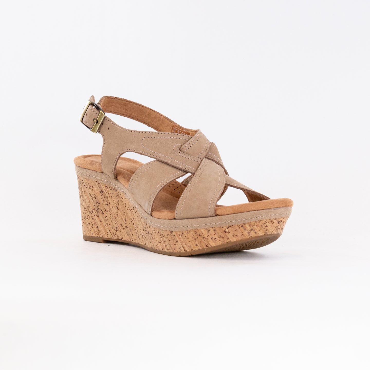 Women's Clarks Elleri Rae Wedge Sandals in Nougat Color
