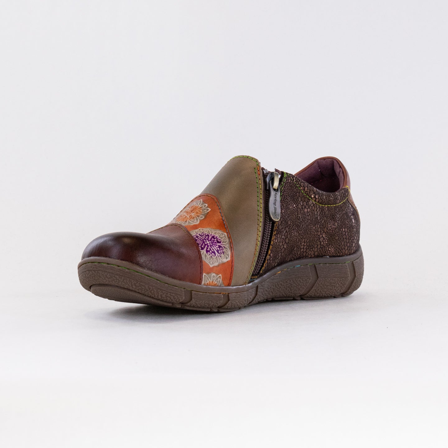 L'Artiste Women's Brown Multi Hand - Painted Comfort Clogs Lata