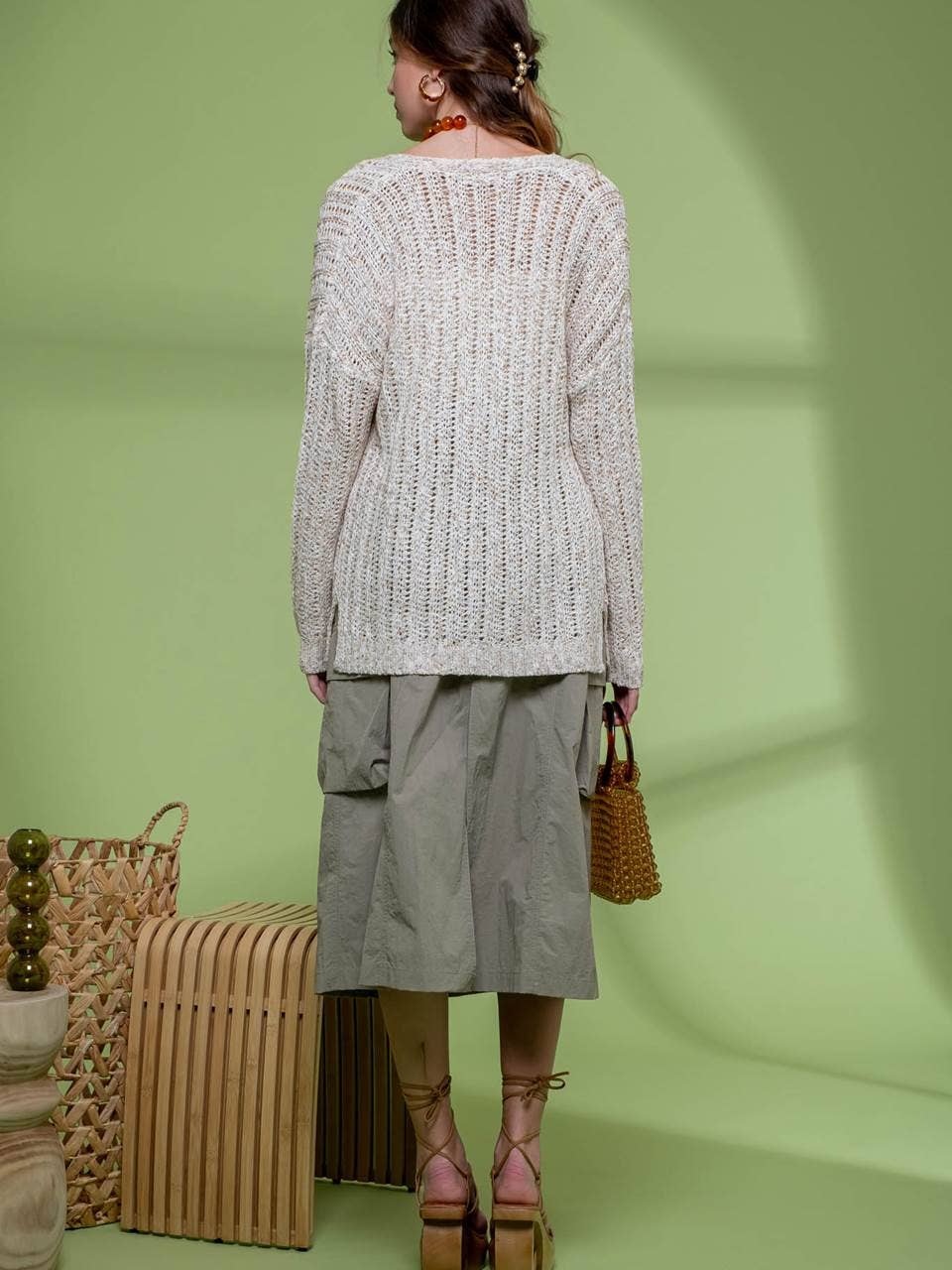 Unique Split Hem Intricate Crochet Knit Fashionable Cardigan