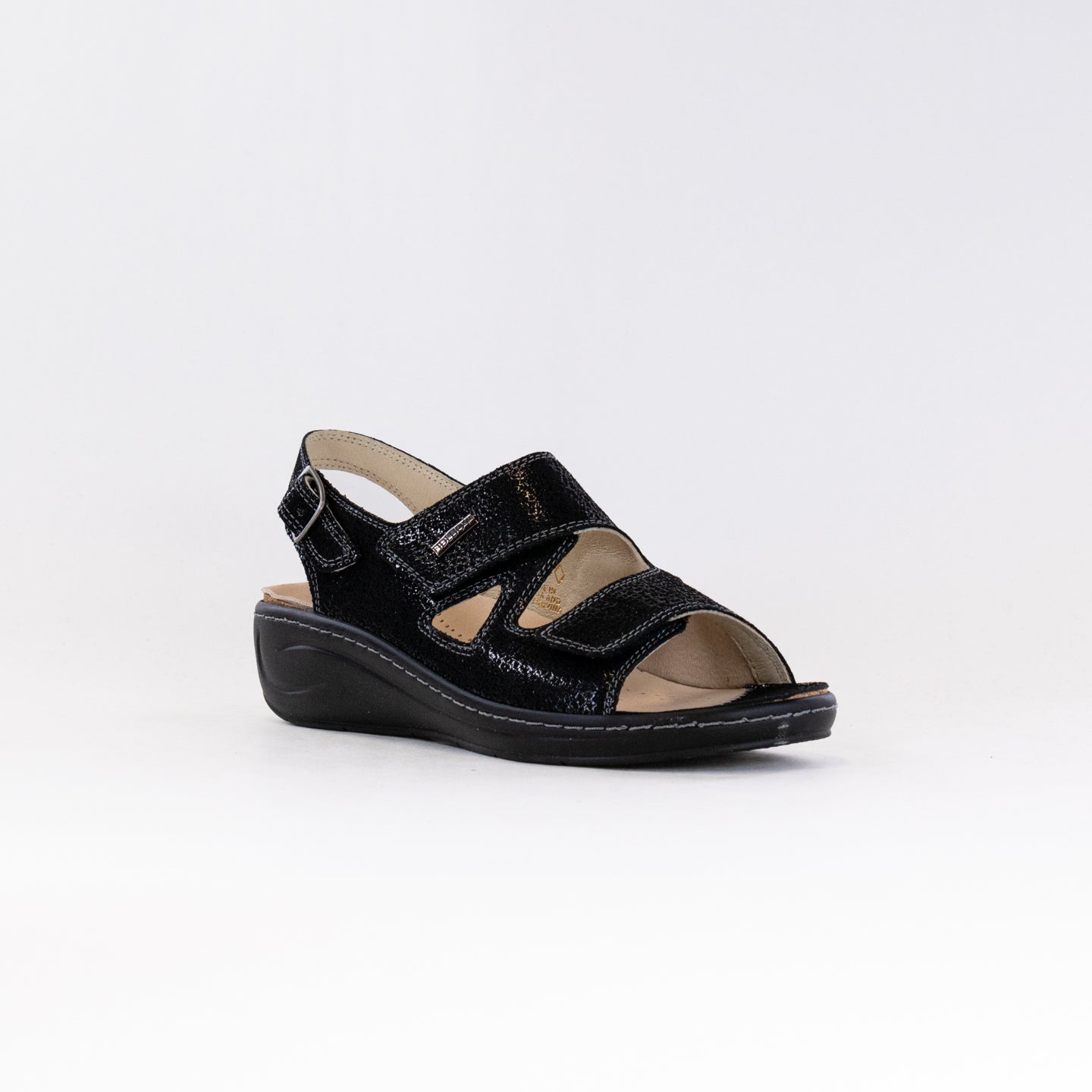 Fidelio Women's Black Vienna Casual Leather Sandal with Adjustable Straps