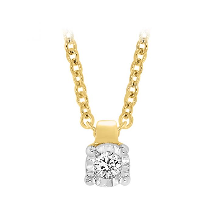 Exquisite 9ct Yellow Gold Diamond Pendant with a 45cm Chain for Everyday Elegance