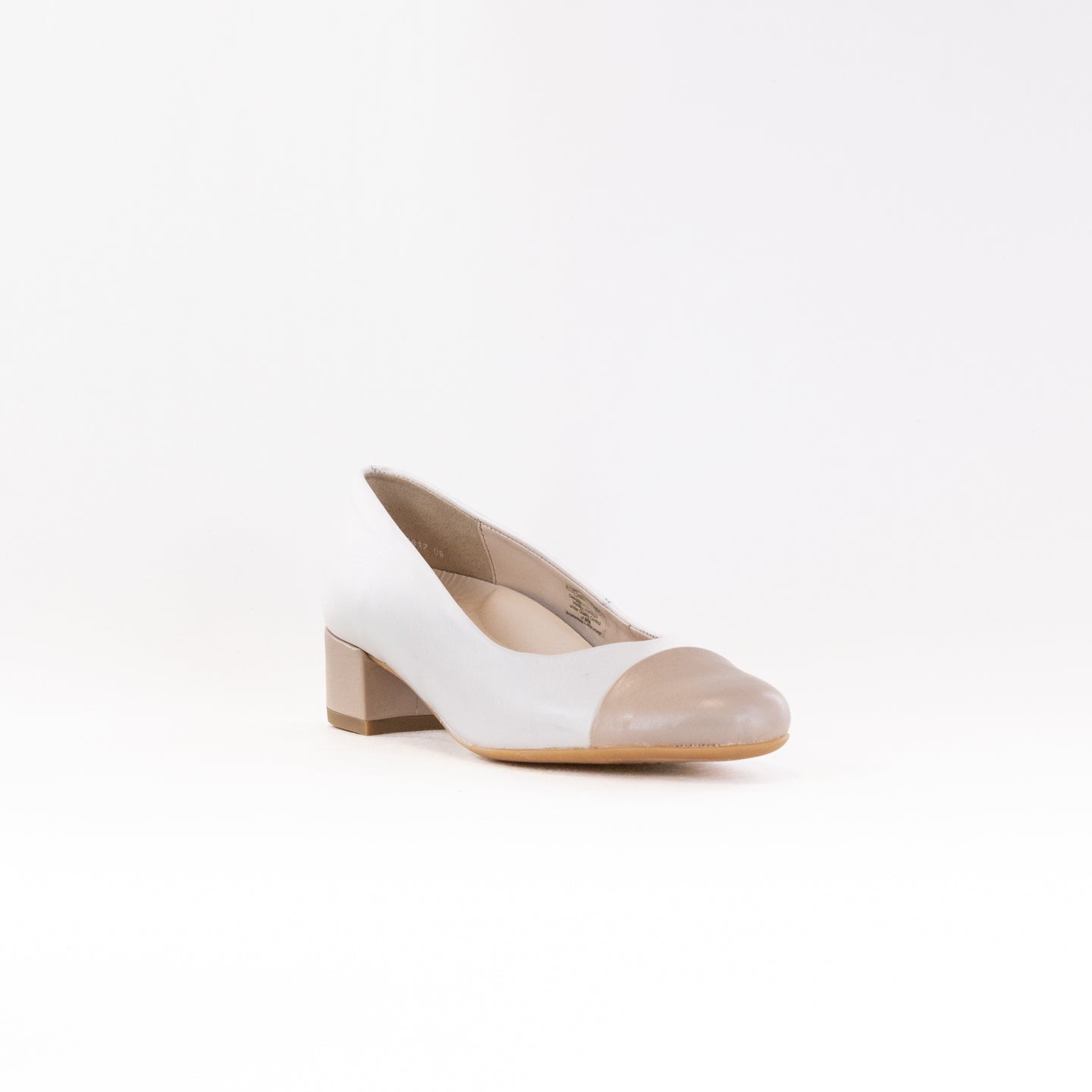 Women's Ara Nanette Pumps in Cream Calf Leather with Sand Calf Toe