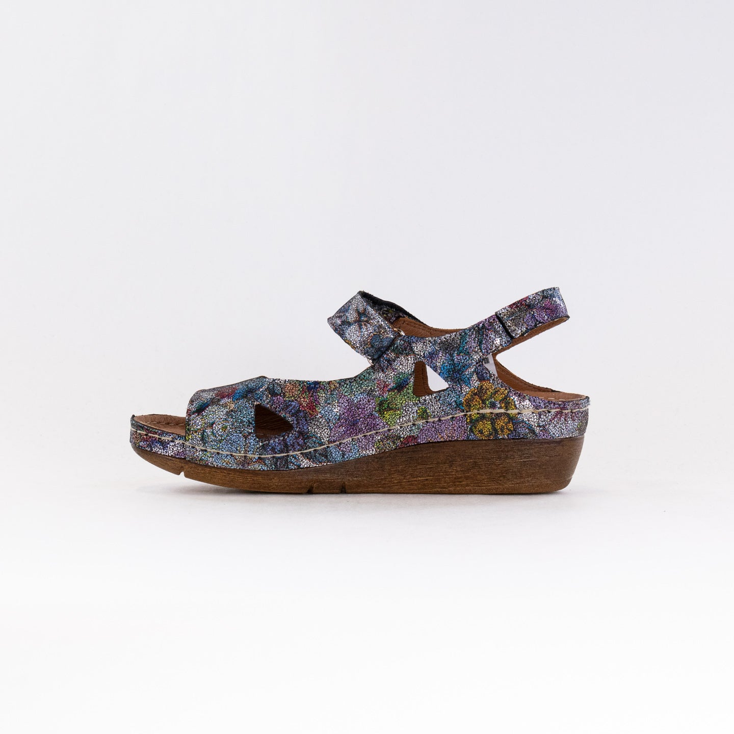 V Italia Women's 619-F94 Floral Multicolored Wedge Sandals