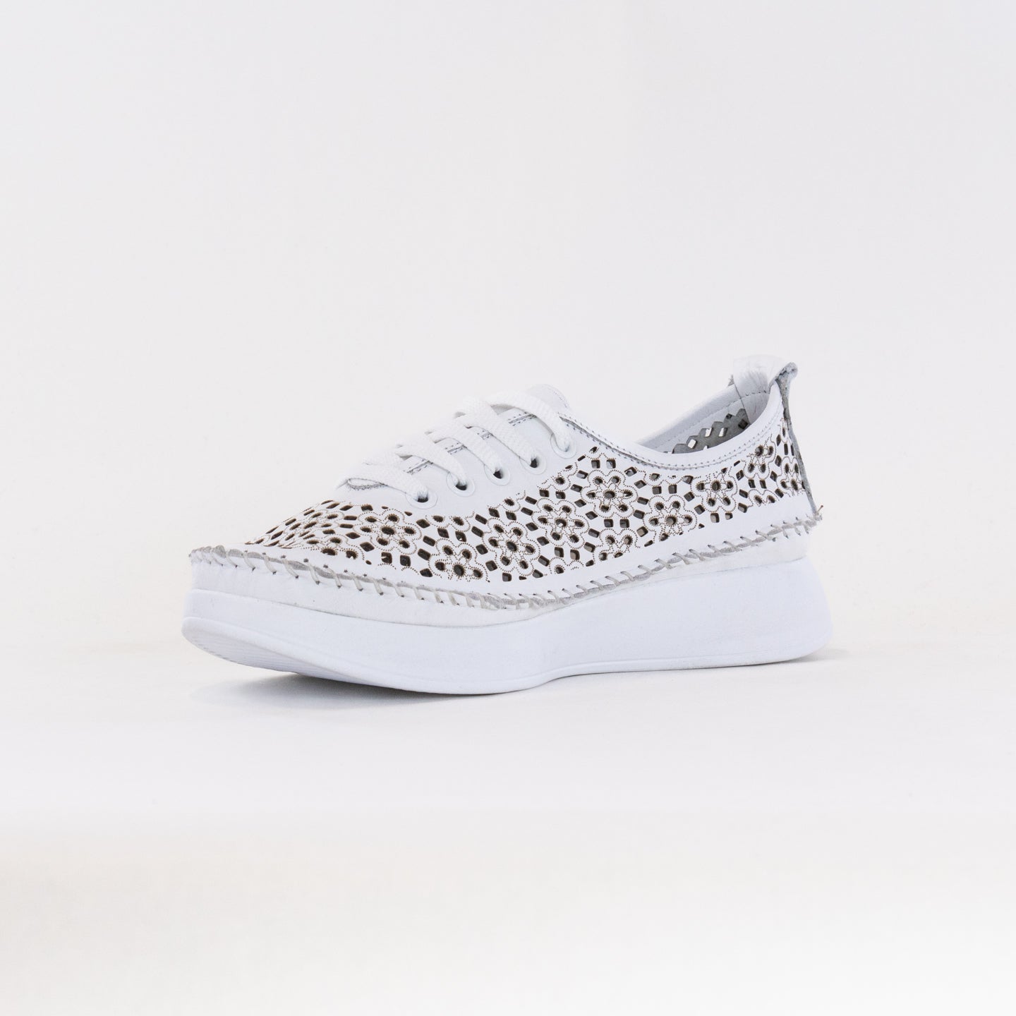 Spring Step Women's Youlanda Perforated Wedge Sneakers - Pure White