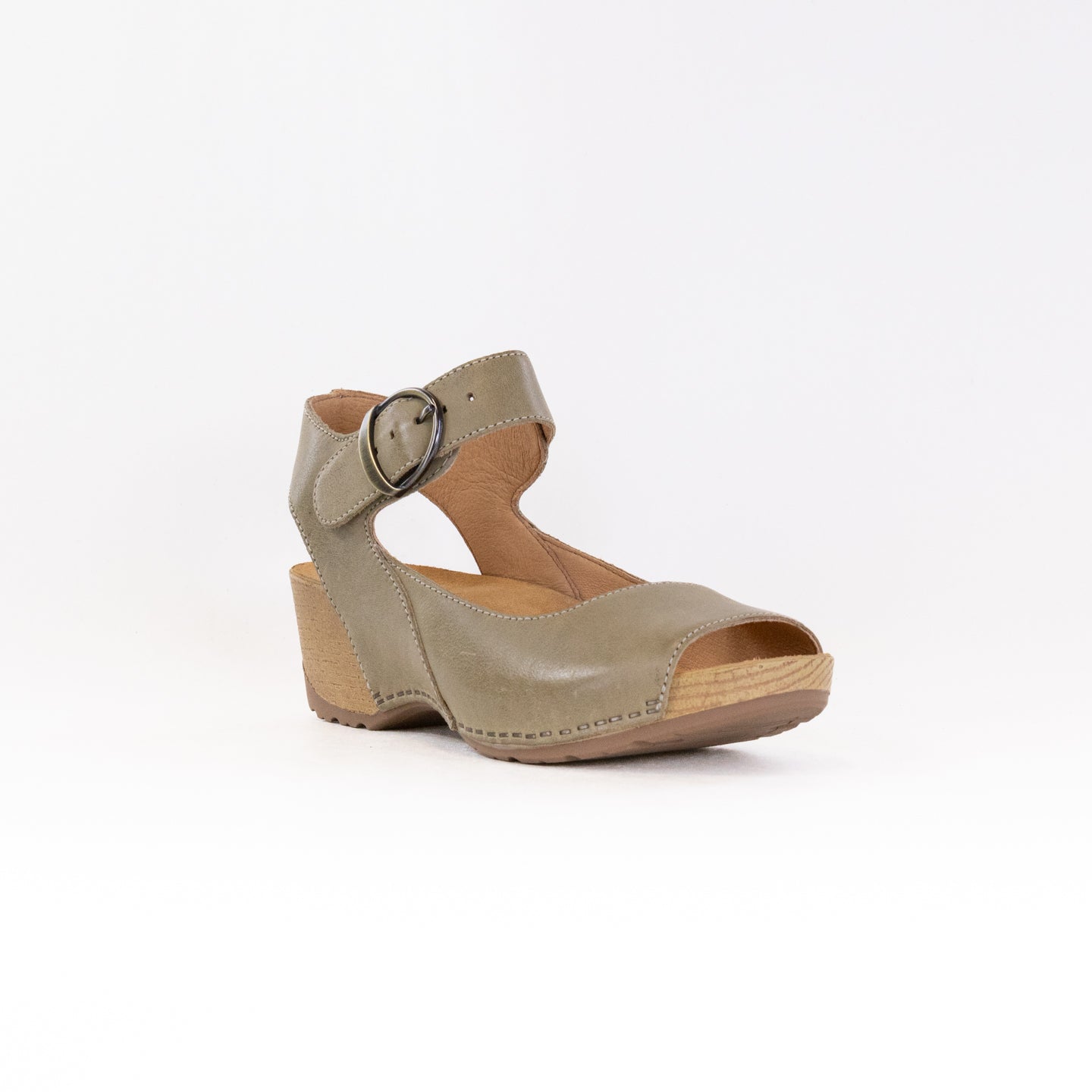 Dansko Women's Tiana Heeled Sandals in Khaki Premium Leather