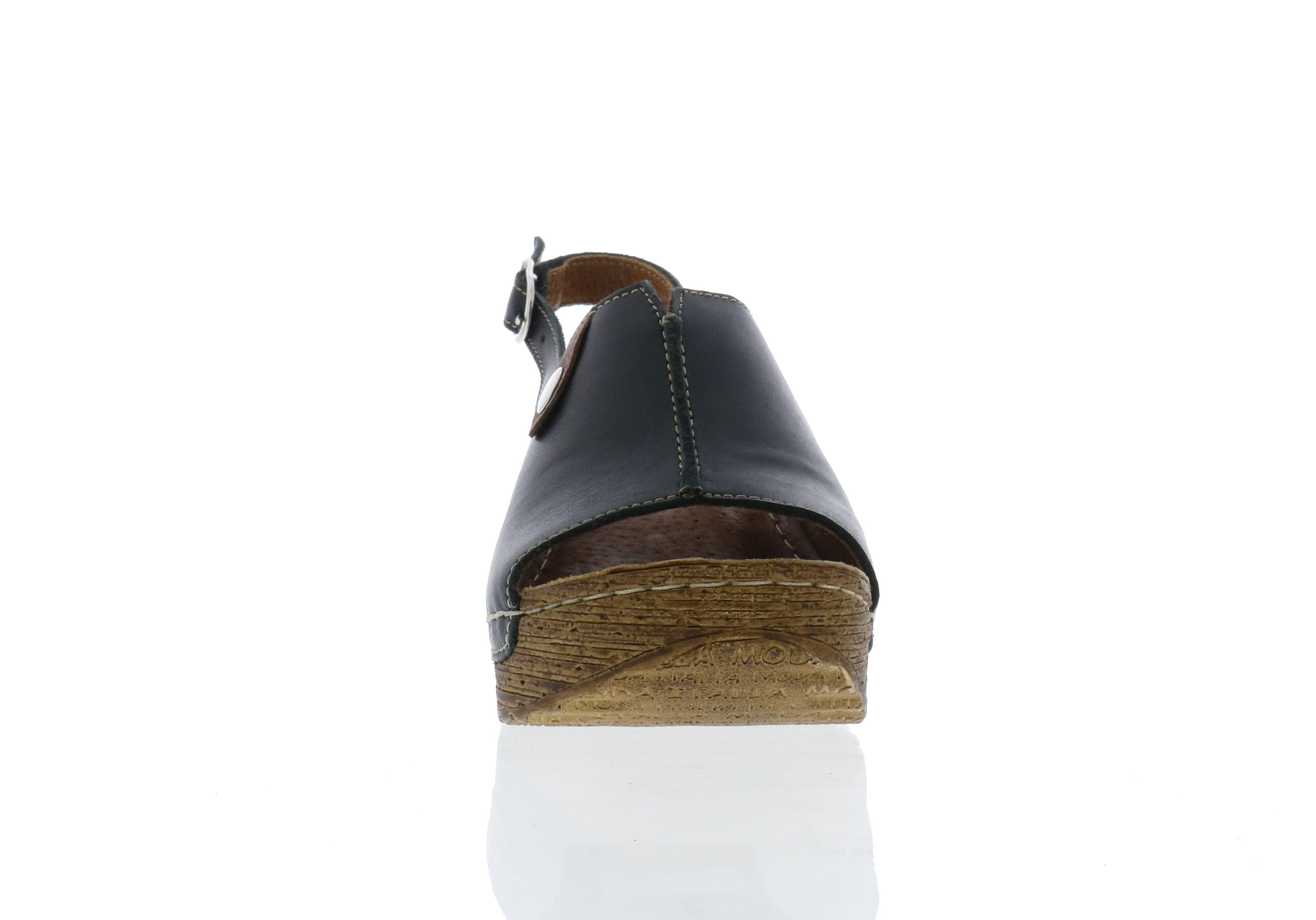 Women's Black Leather V-Italia 846-24 Stylish Footwear