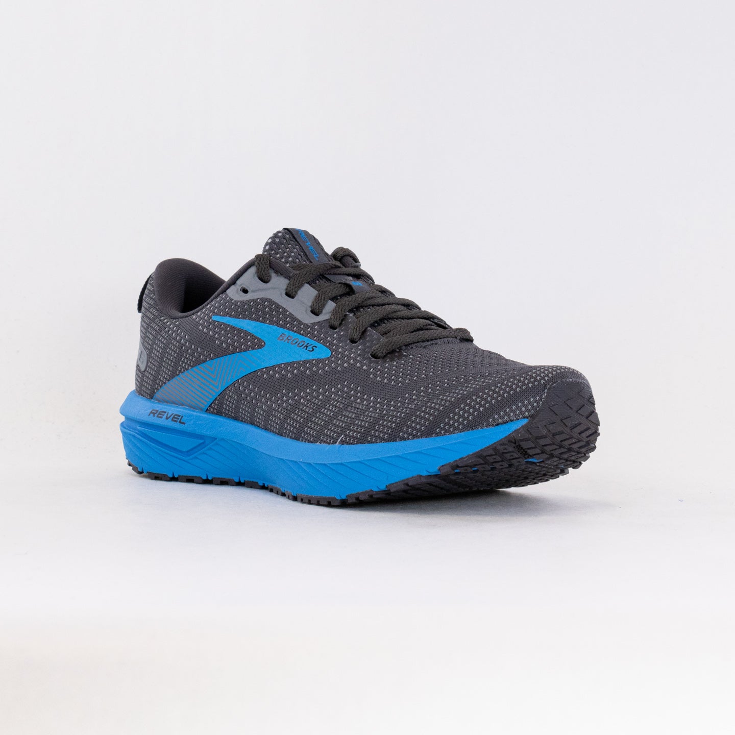 Men's Brooks Revel 6 Road - Running Shoes in Blackened Pearl and Blue Color Scheme