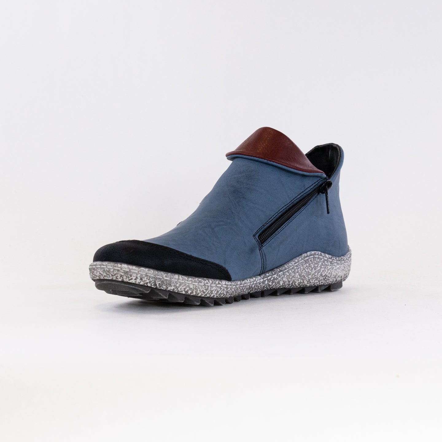 Rieker Liv Z7582 Women's Fashionable Side-Zip Shoes in Blue Combination