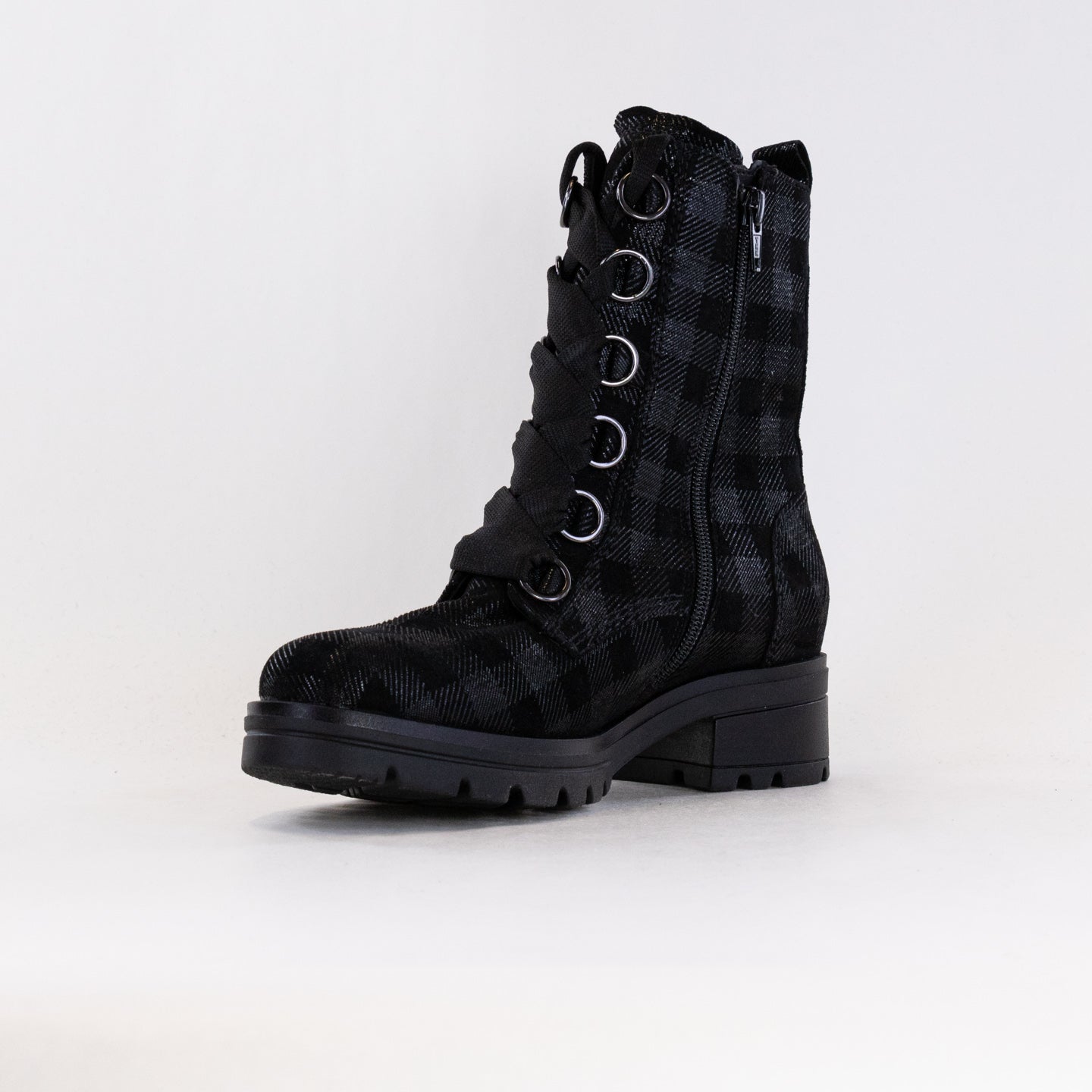 Gabor Women's Schwarz Combat Style Lace - Up Leather Boots, Model 92.784.67