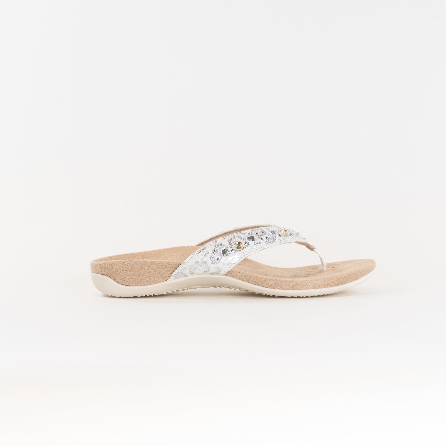 Women's Vionic Lucia White Leopard Toe Post Sandals - Stylish and Comfortable