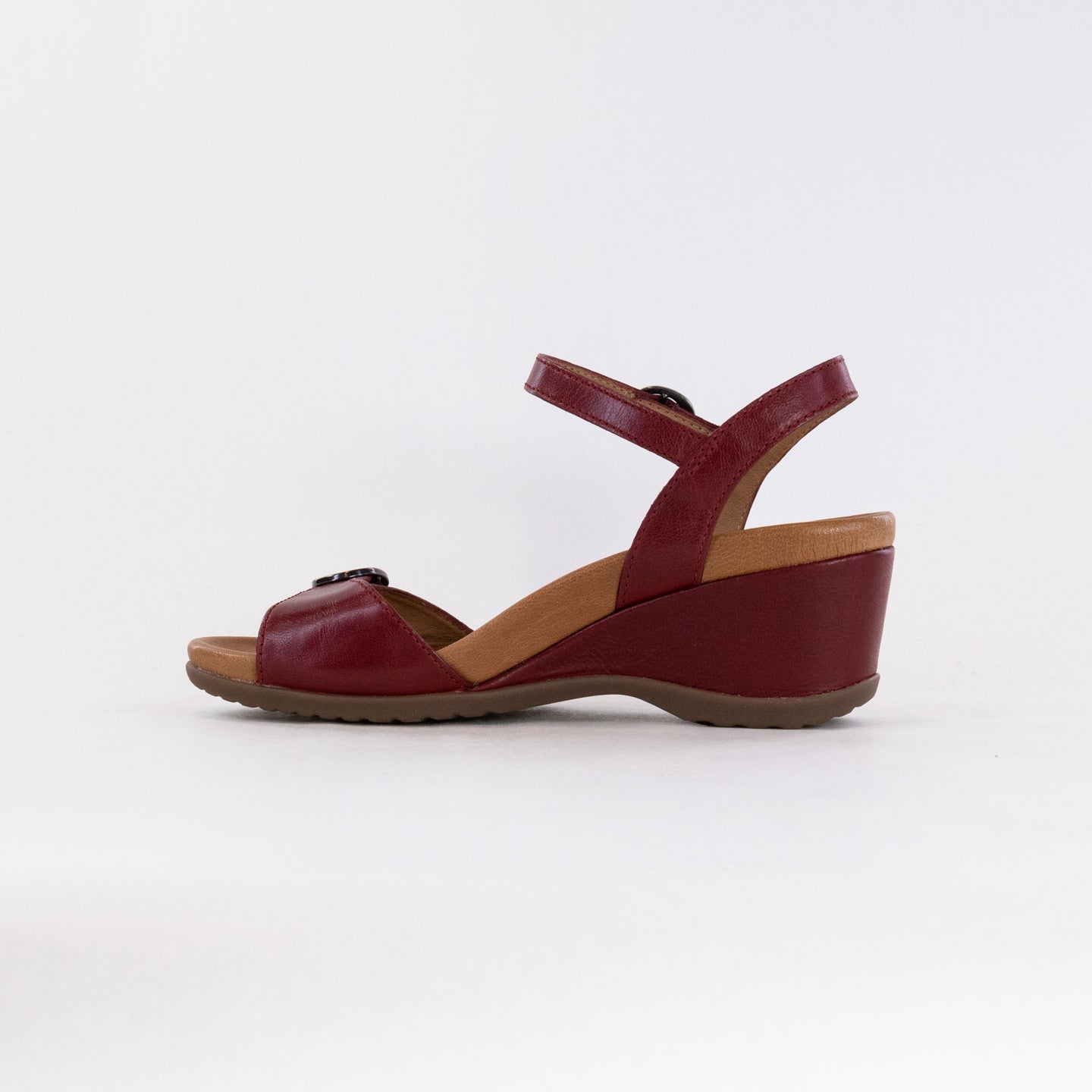 Dansko Women's Arielle Wedge Sandals in Red Glazed Kid Leather