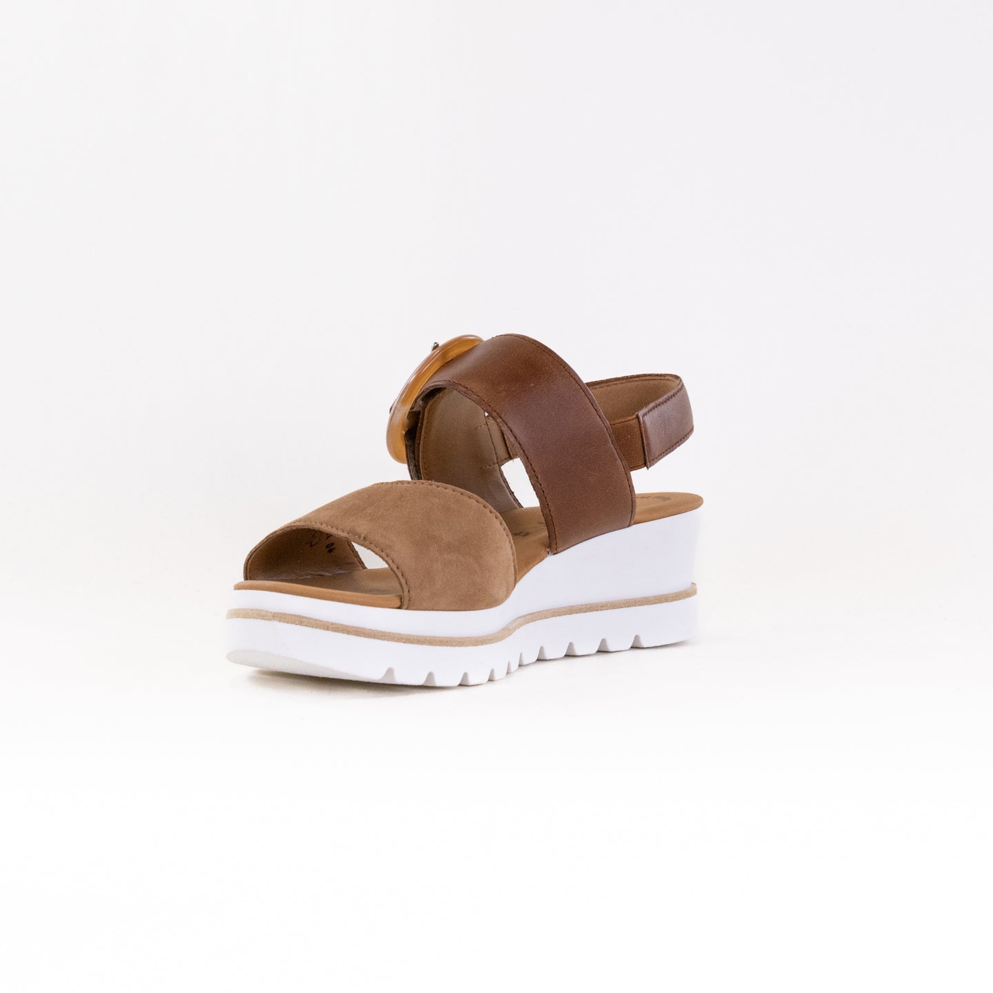 Gabor Women's Fashionable Leather Sandals 64.645 in Walnut and Camel Colors