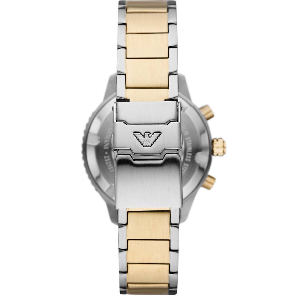 Stylish Emporio Armani AR11362 Two - Tone Men's Watch with Blue Dial