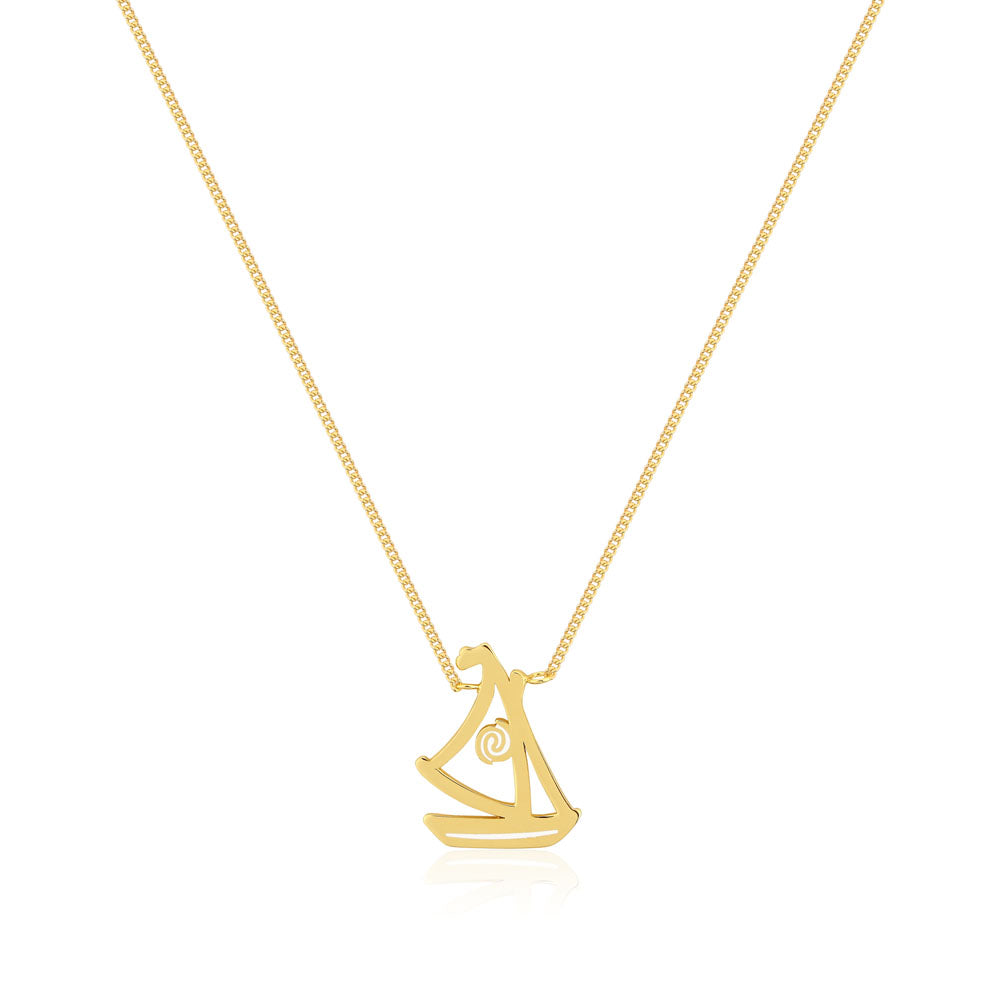 Disney Princess Gold - Coated Moana Wayfarer Pendant Necklace with a 40cm Chain for Daily Wear and Gifting