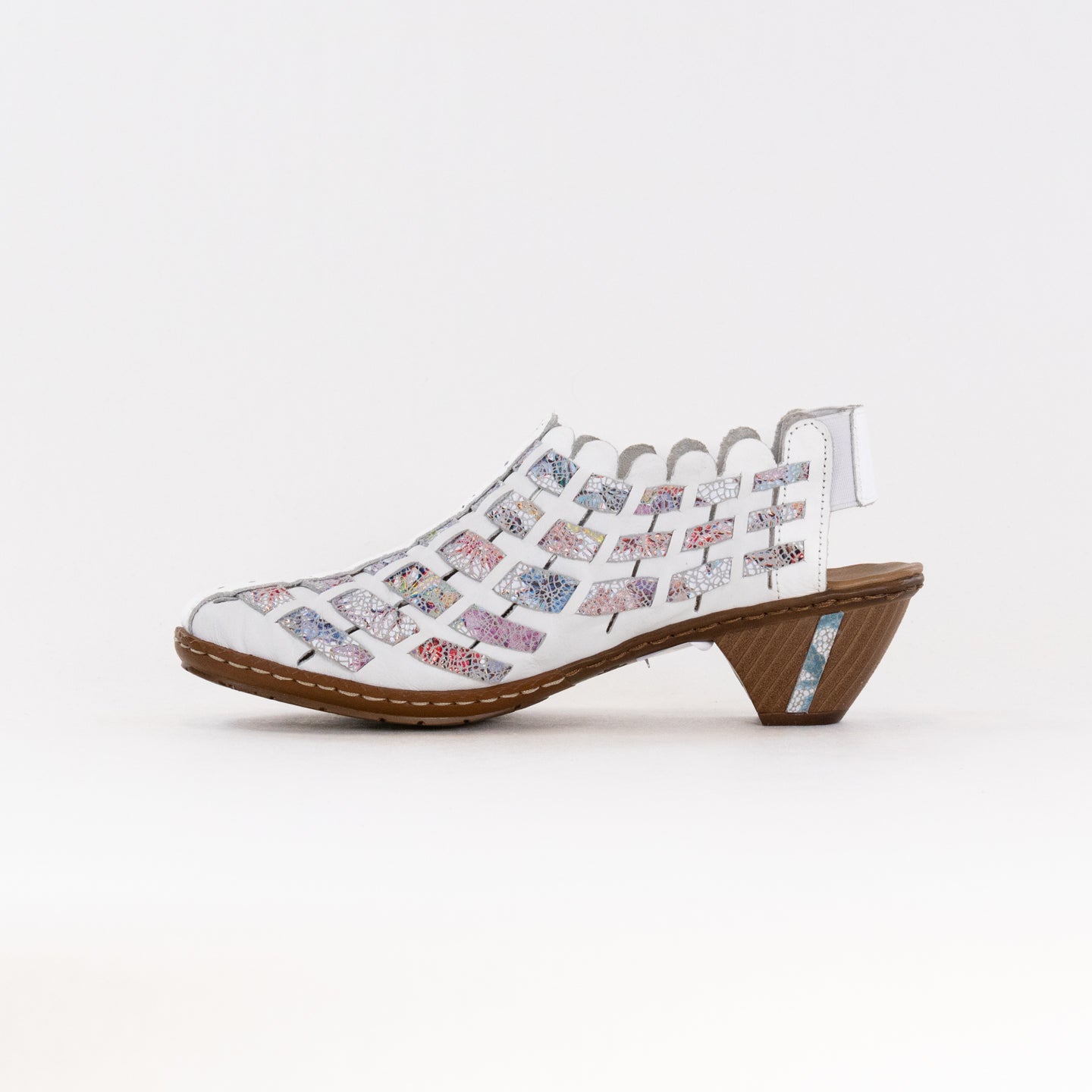 Rieker Sina 78 Women's White Woven - Leather Slingback Shoes