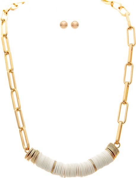 Gorgeous Gold and White Disc Bead Chain Necklace Set for Trendy Looks