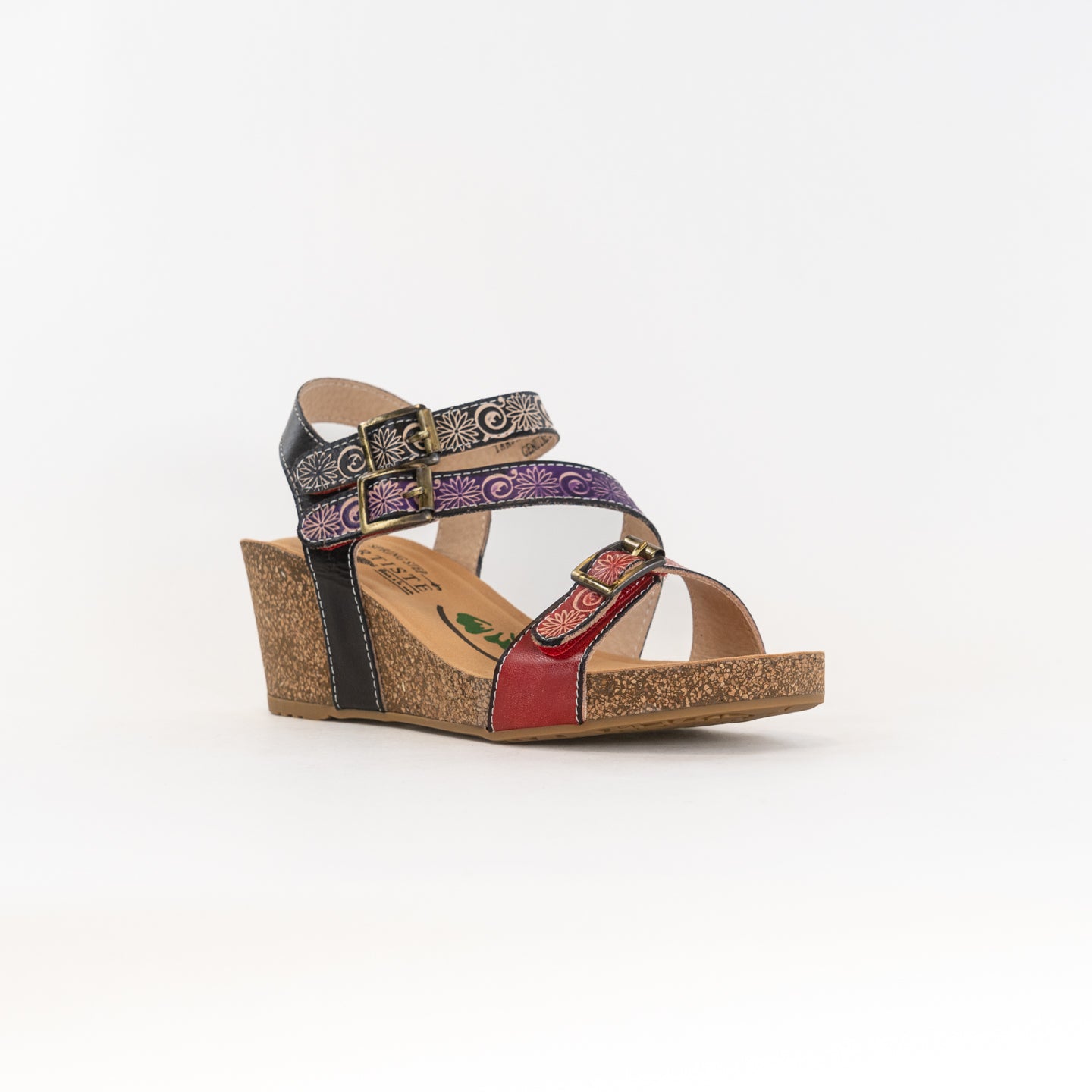 Spring Step Women's Red Multi Tanja Quarter Strap Sandals - French Inspired Premium Leather Footwear