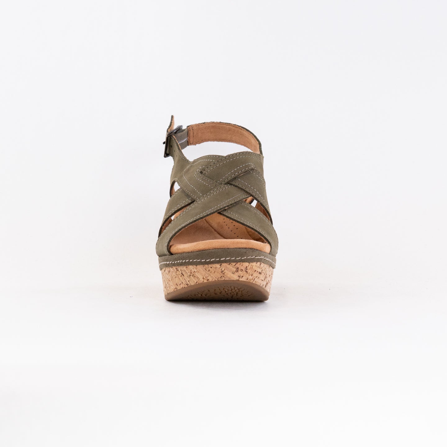 Clarks Women's Olive Nubuck Elleri Rae Wedge Sandals