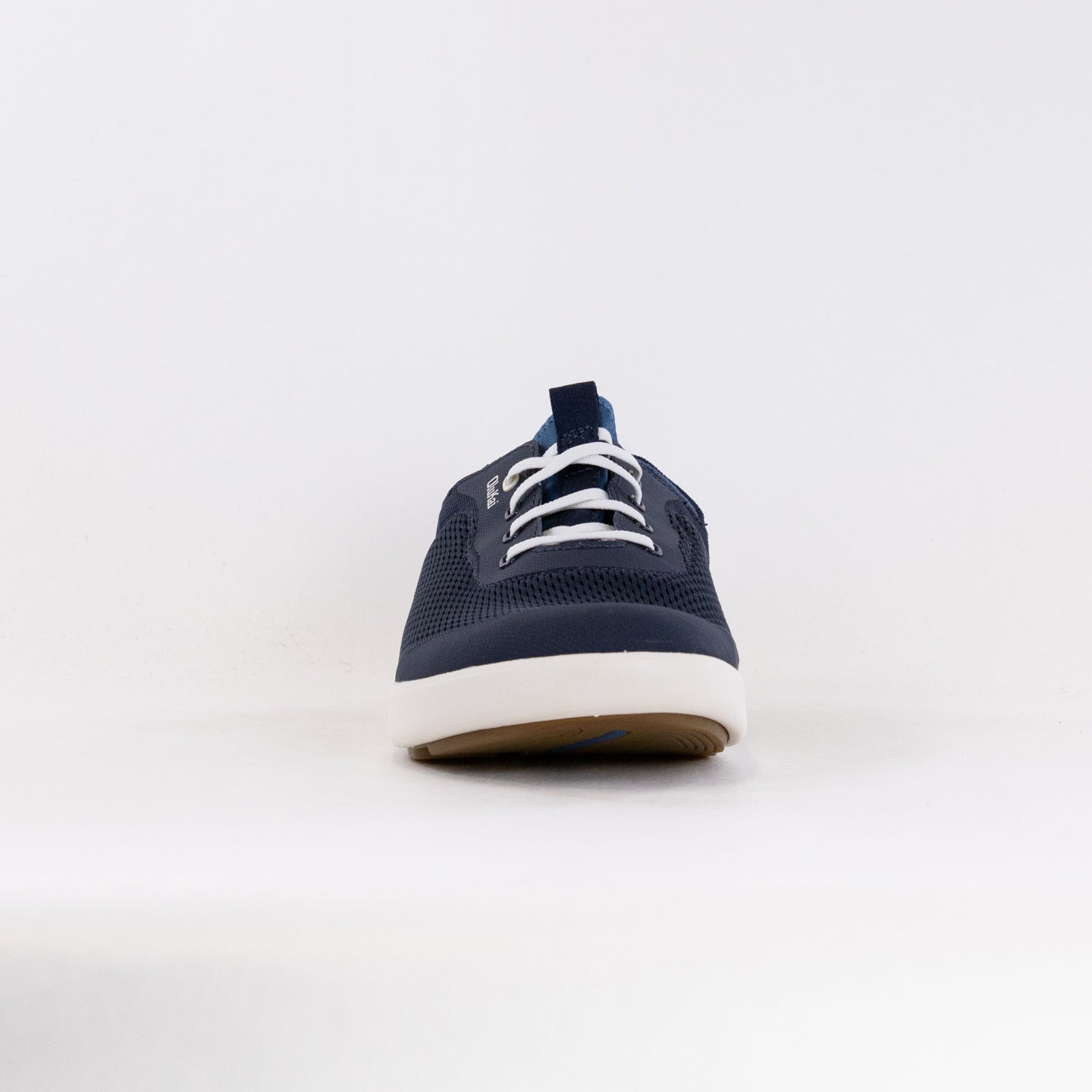 OluKai Men's Moku Pae Casual Boat Shoes in Trench Blue and Off-White Color Scheme