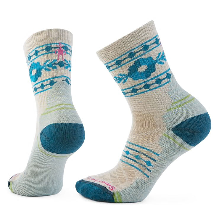 Smartwool Women's Retro Floral Mid-Crew Hiking Socks with Light Cushion - MOONBEAM