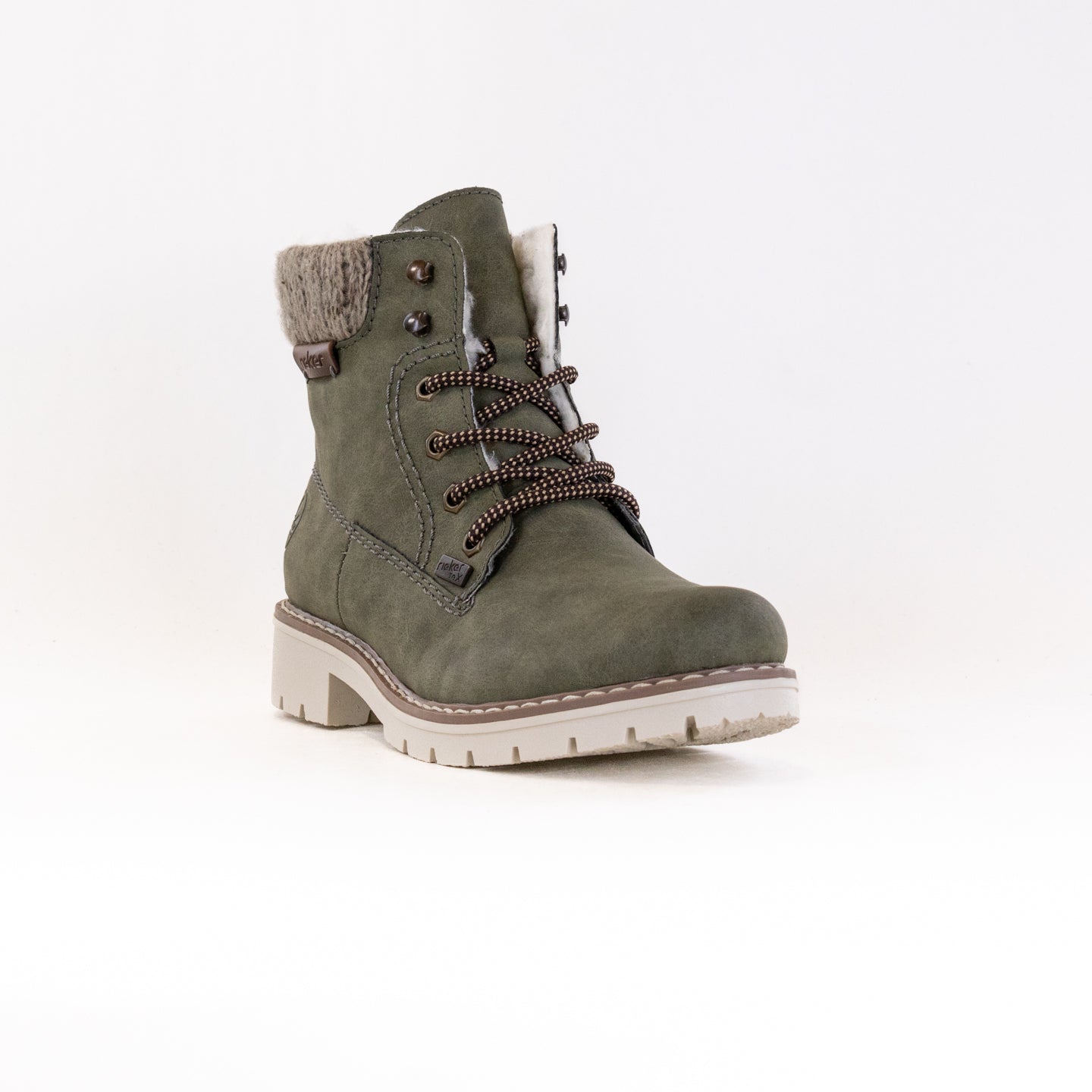 Rieker Women's Y9118 Sabrina Cactus Green Lace - up and Zipper Boots in Liane/Mogano/Stein Design