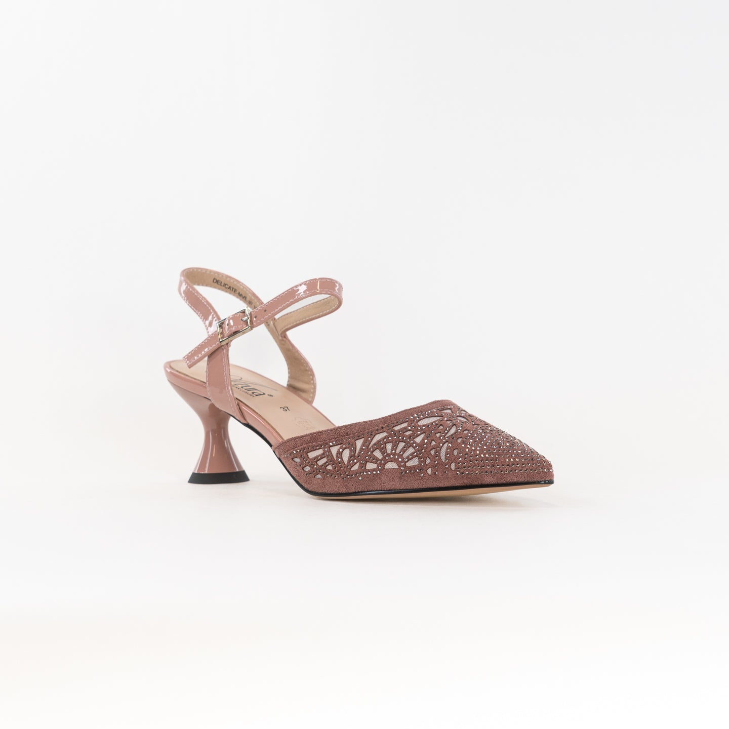 Spring Step Women's Delicate Mauve Kitten Heels with Rhinestones