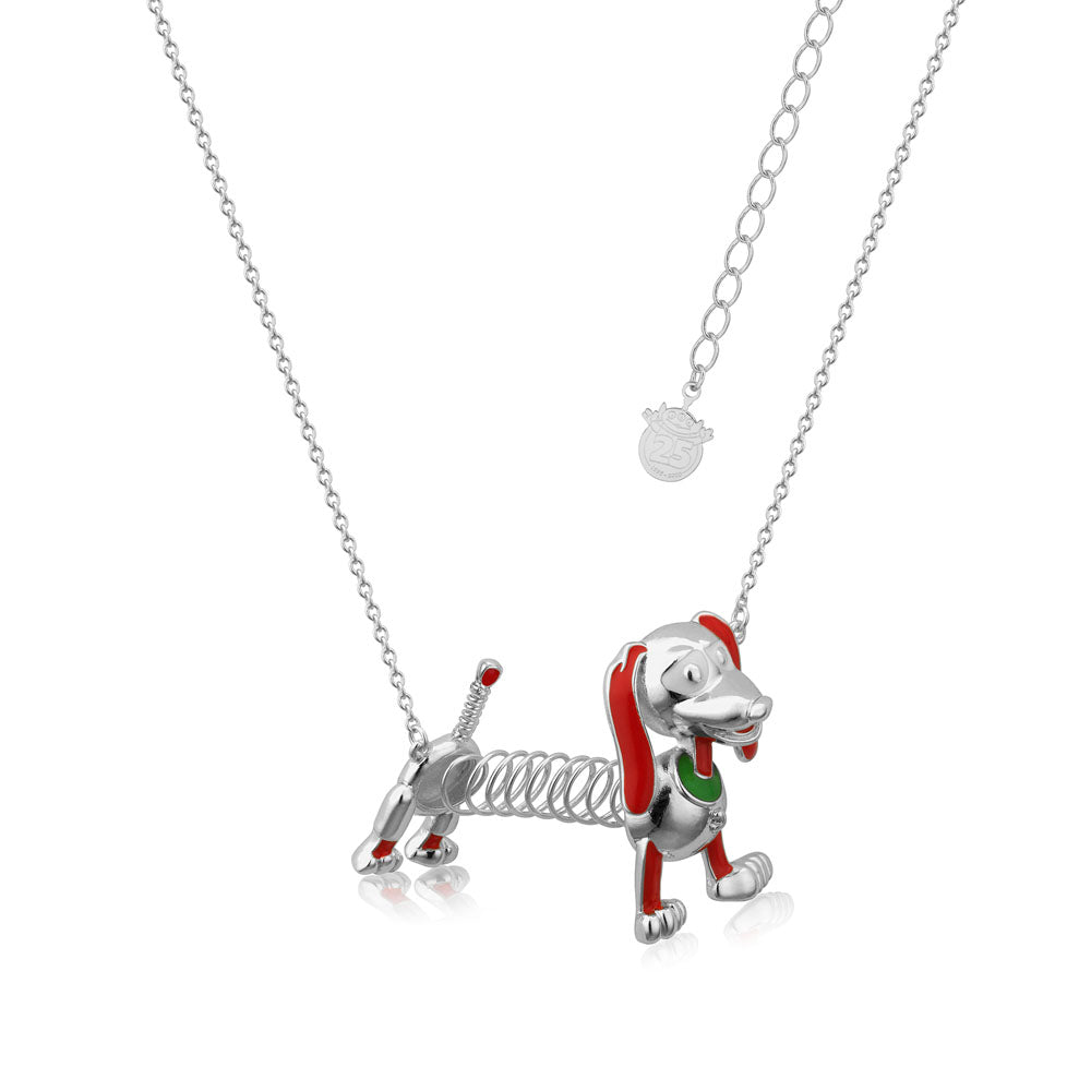 Disney Pixar Toy Story Commemorative White Gold Plated Slinky Dog Pendant Necklace On An Adjustable Chain