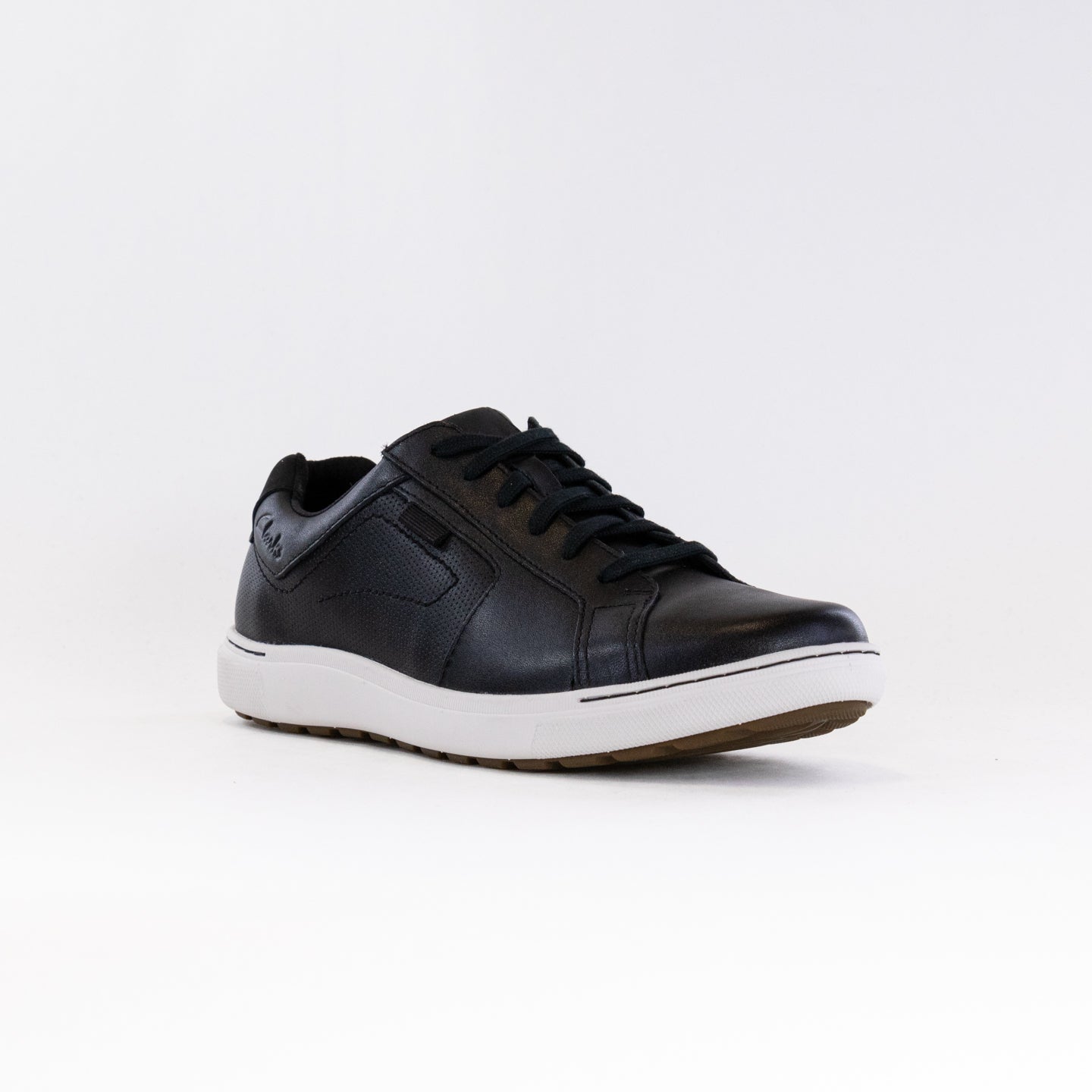 Men's Clarks Mapstone Lace Black Leather Lace - Up Sneakers for All - Day Comfort