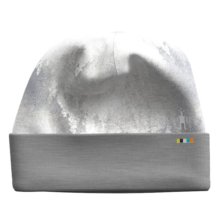 Smartwool Reversible Cuffed Thermal Merino Beanie in Light Gray Foggy Pines