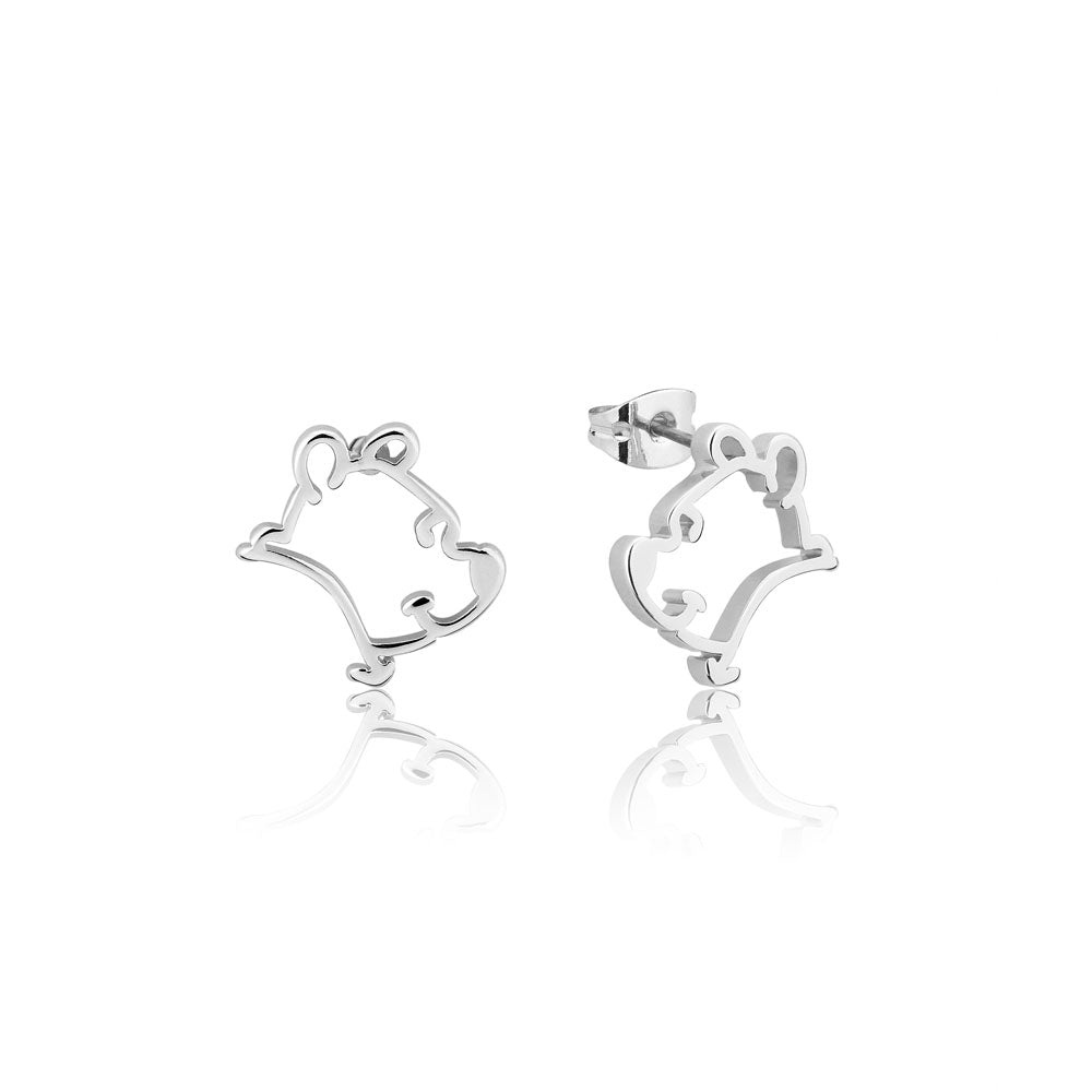 Disney Premium White Gold Plated Winnie The Pooh Open Style 13mm Stud Earrings for Disney Enthusiasts