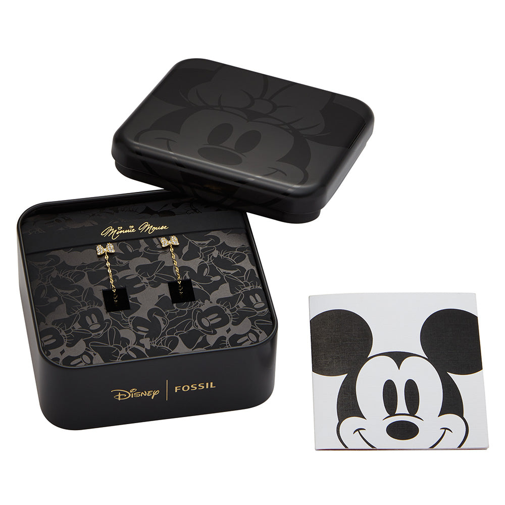 100th Disney Anniversary Gold Plated Minnie Mouse Stainless Steel Glass Crystal Earrings