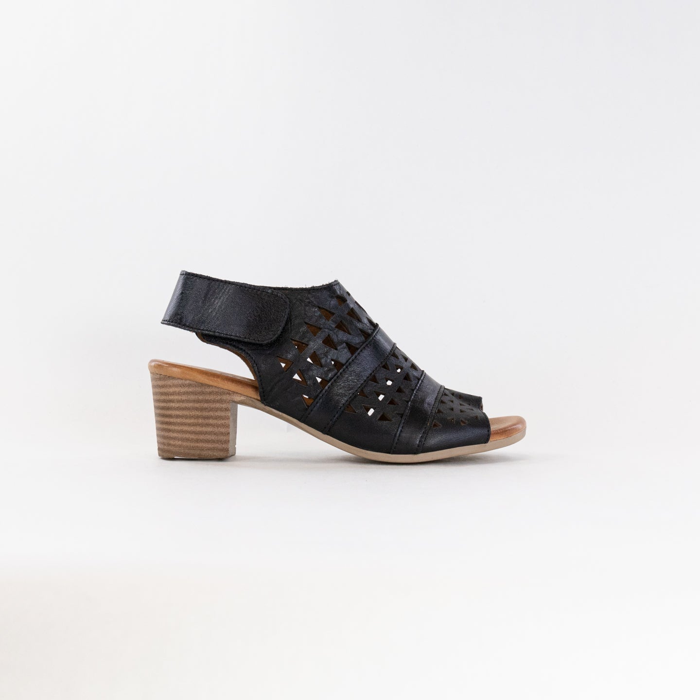 Spring Step Women's Dorotha Black Leather Sandals with Adjustable Straps