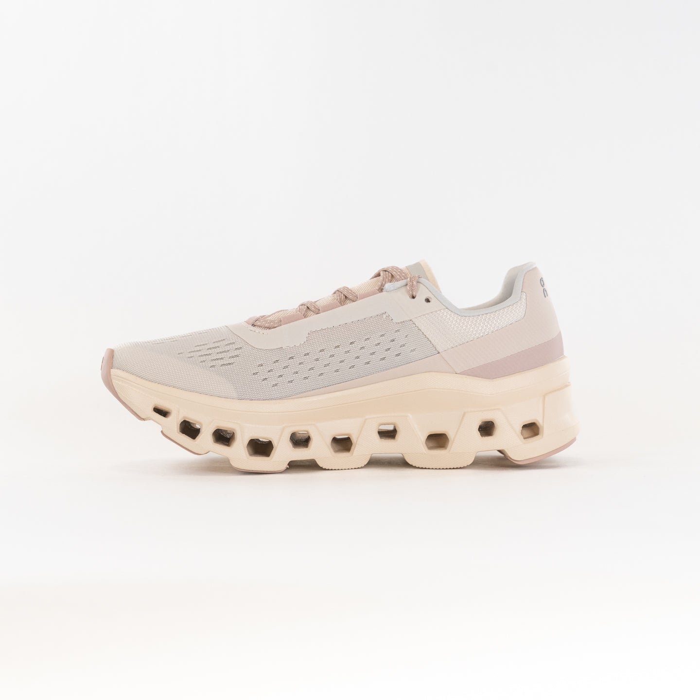 On Women's Cloudmonster Running Shoes - Moon/Fawn Colorway
