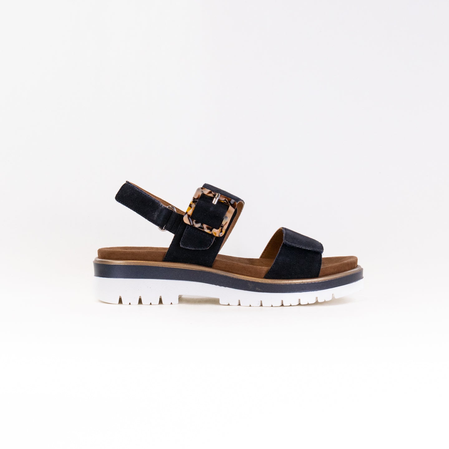 Navy Kid Suede Women's Ara Marbella Triple - Adjustable Comfort Sandals