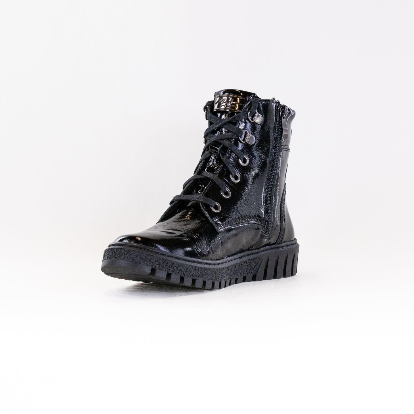 Stylish Women's V-Italia 515 Celina Patent Leather Boots in Classic Black