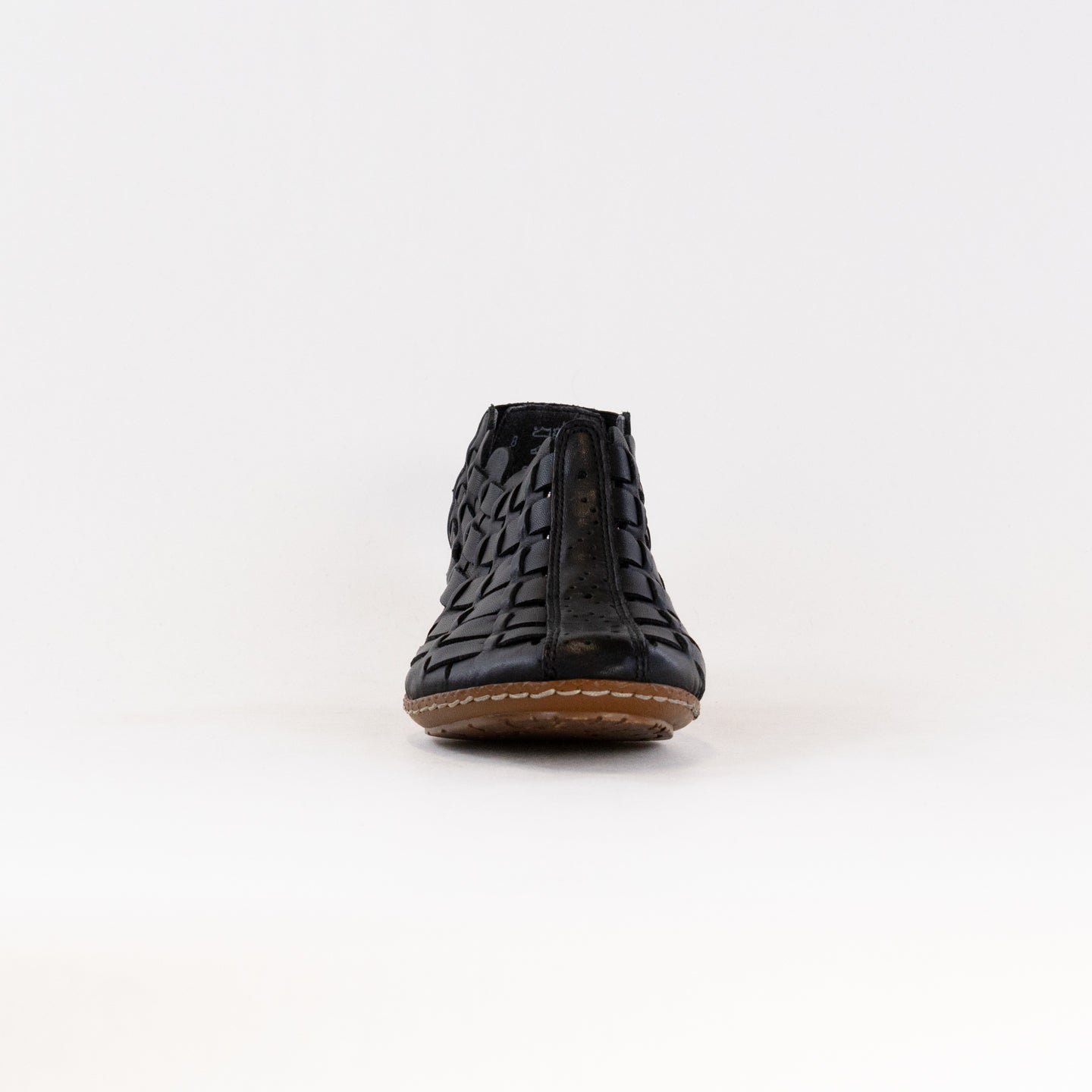 Stylish Women's Rieker Sina 78 Black Woven - Leather Slingback Shoes